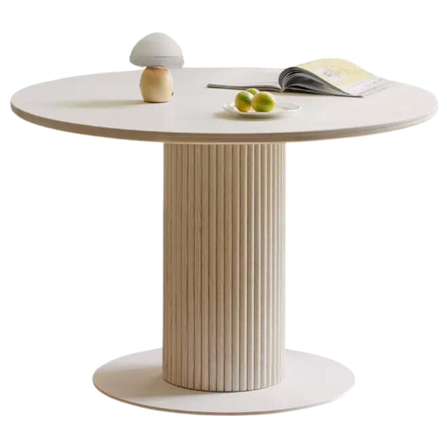 Oak solid wood Rock Plate Dining French Cream Style Round Dining Table -