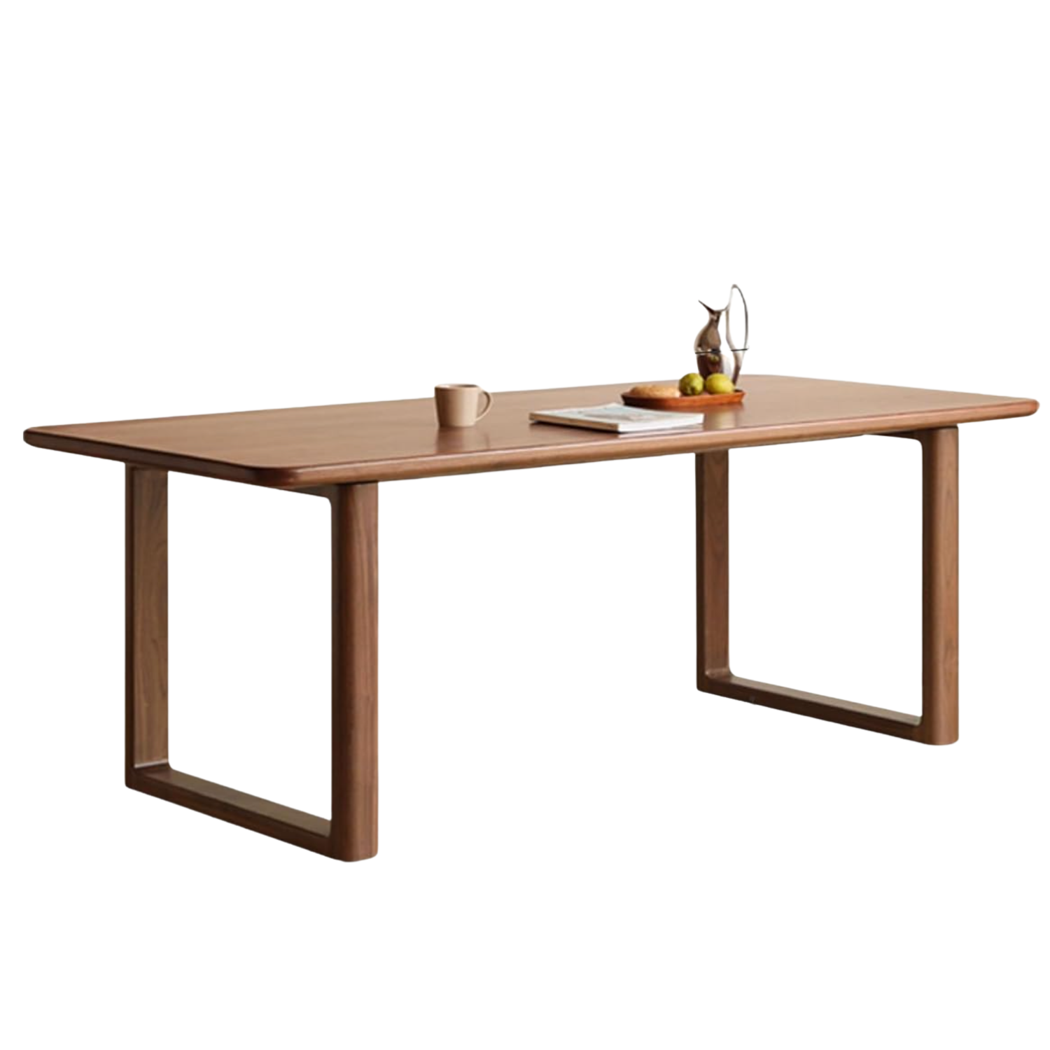 Black Walnut Solid Wood Dining Table with Industrial Trestle Legs