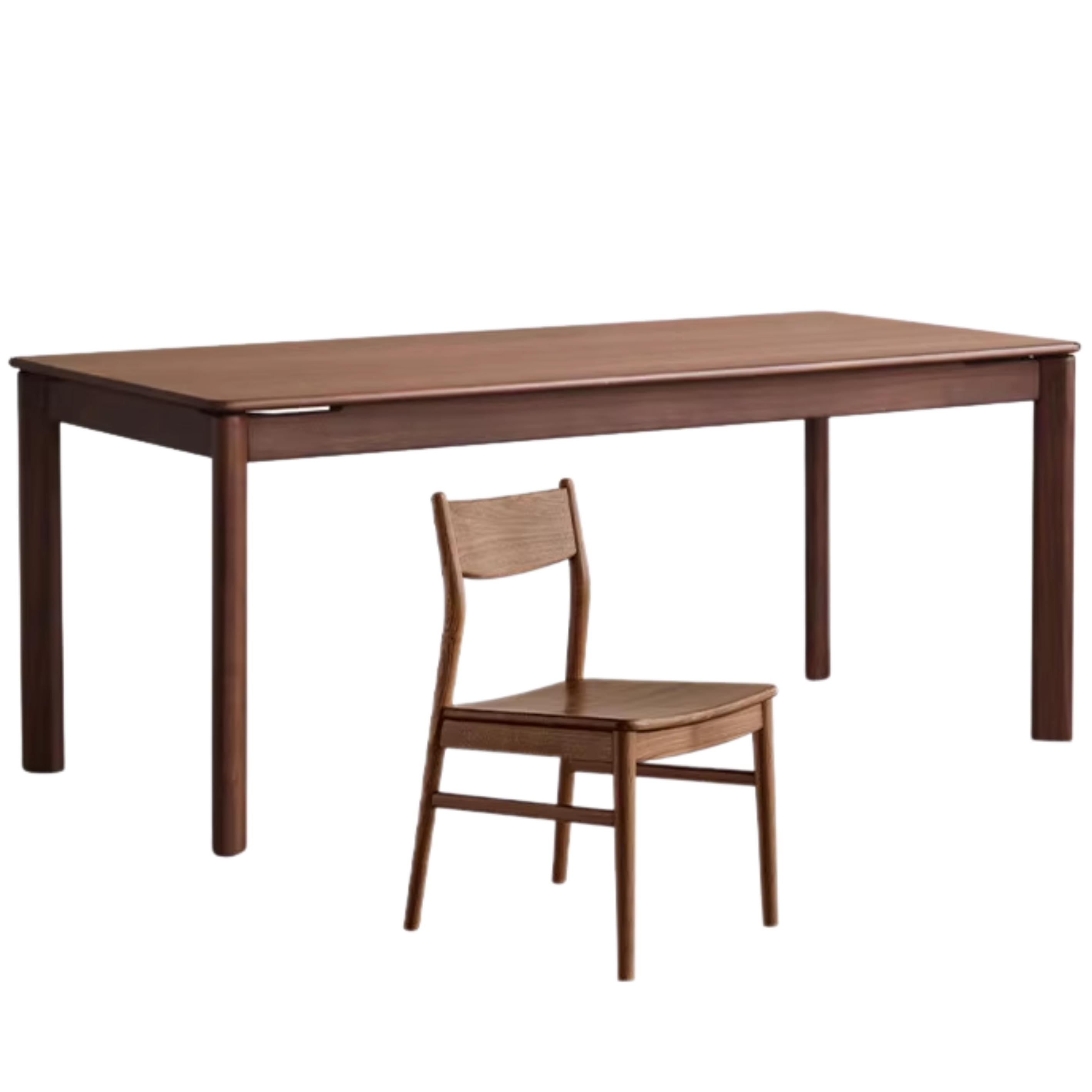 Black Walnut Wood, Sandalwood, Ash Solid Wood Modern Rectangular Table