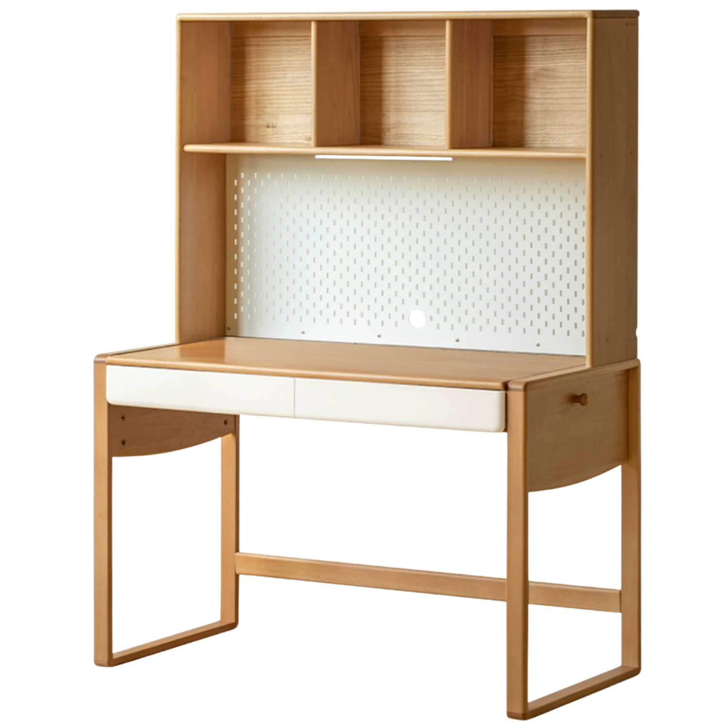 Beech Solid Wood Bookshelf Integrated Children's Desk.