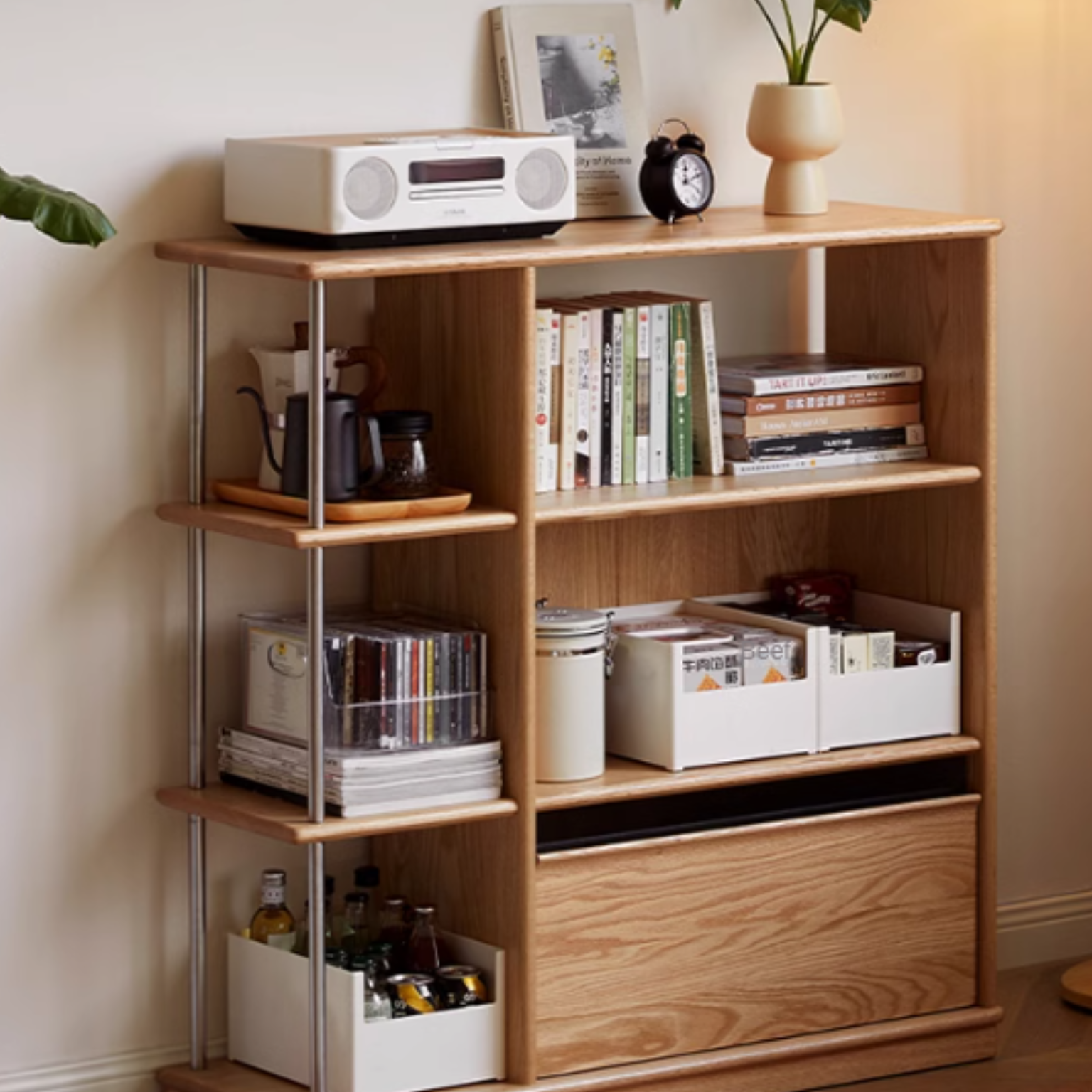 Oak solid wood modern bookcase