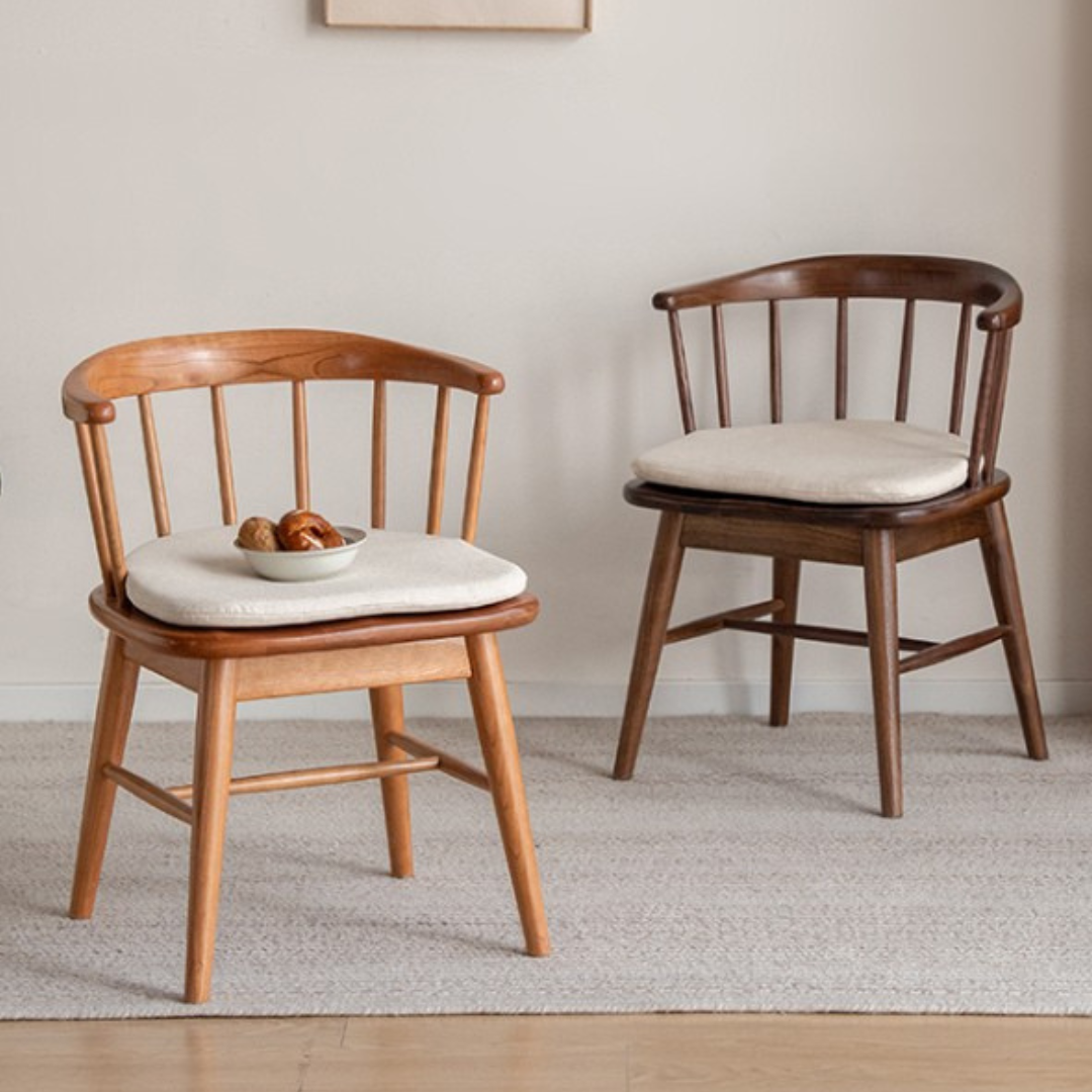 Black Walnut, Cherry Color Solid Wood Rotating Chair