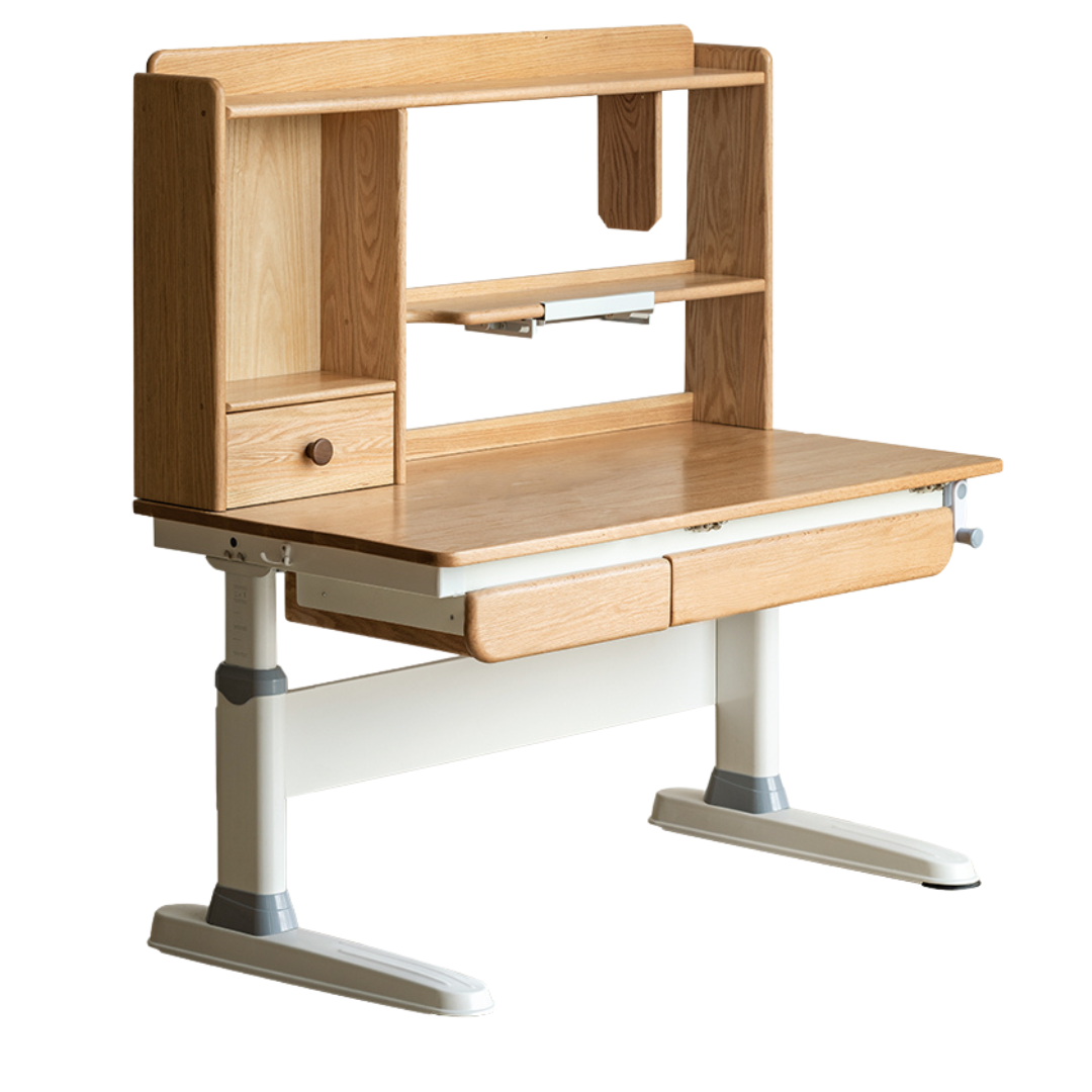 Oak Solid Wood Children's Study Desk Bookshelf