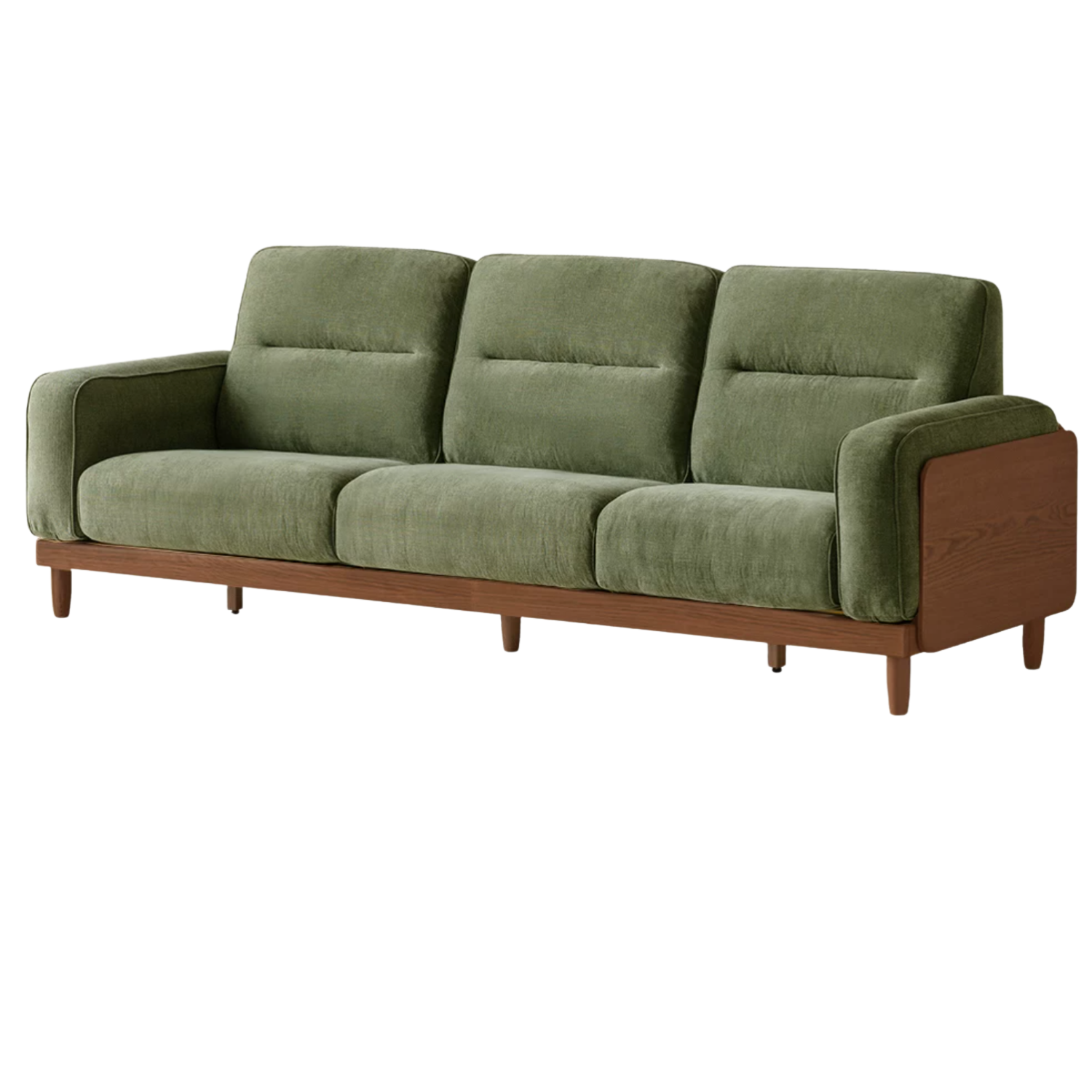 Sandalwood, Golden Pearwood, Ash Solid Wood Genuine Leather, fabric High-Back Sofa