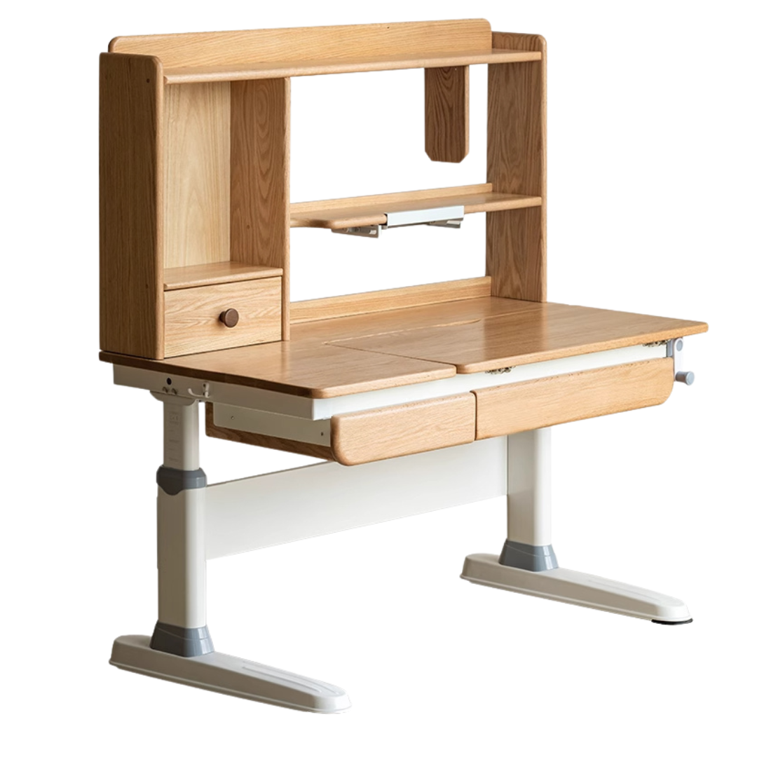 Oak Solid Wood Children's Study Desk Bookshelf