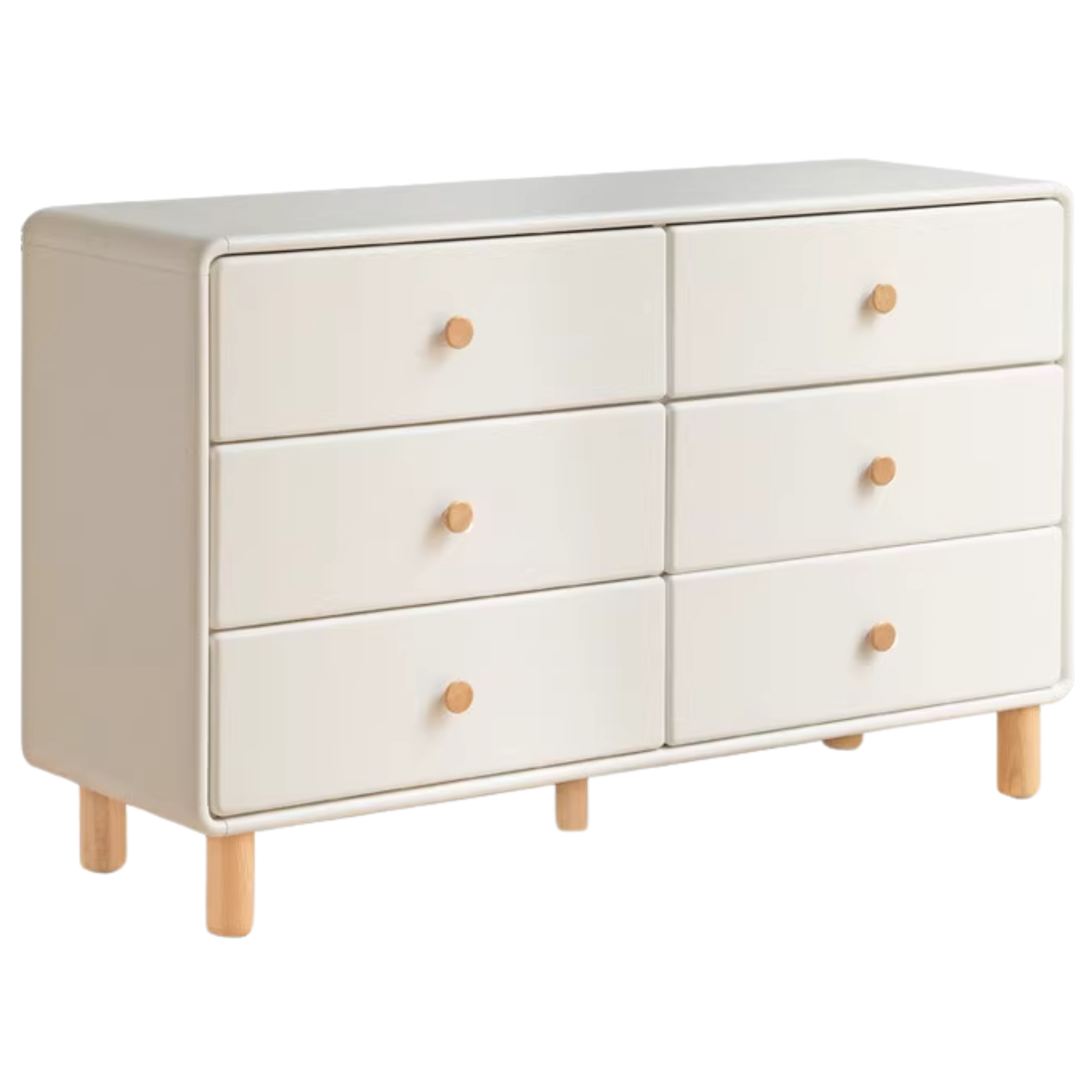 Tulip, Rubber Solid Wood Cream Style Chest of Drawers