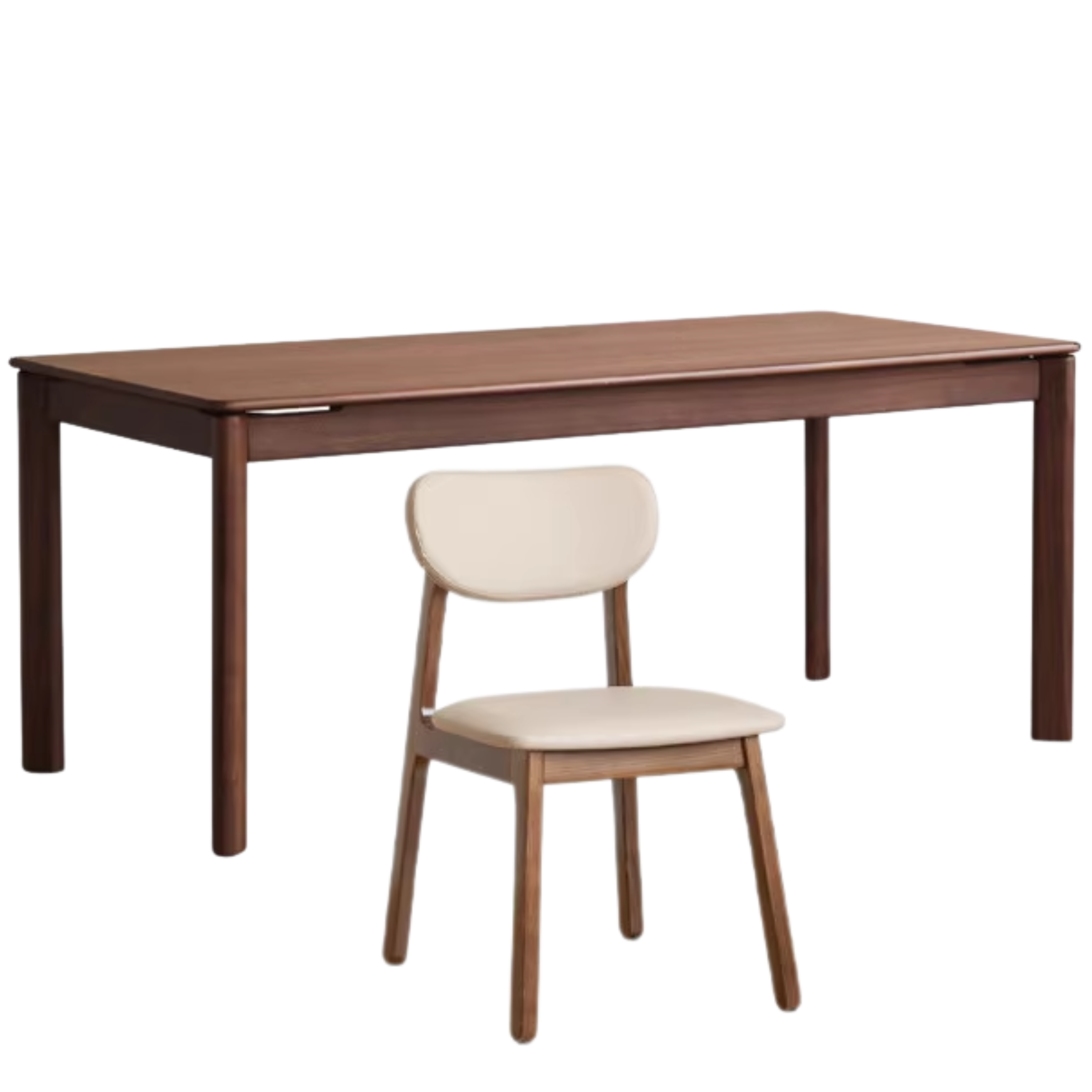Black Walnut Wood, Sandalwood, Ash Solid Wood Modern Rectangular Table