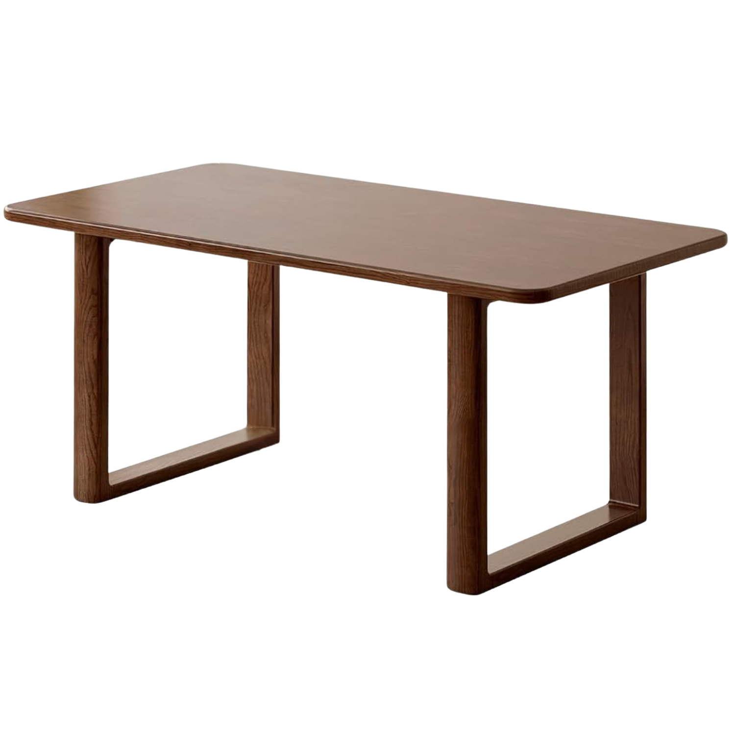 Black Walnut, Oak Solid Wood Dining Table with Industrial Trestle Legs