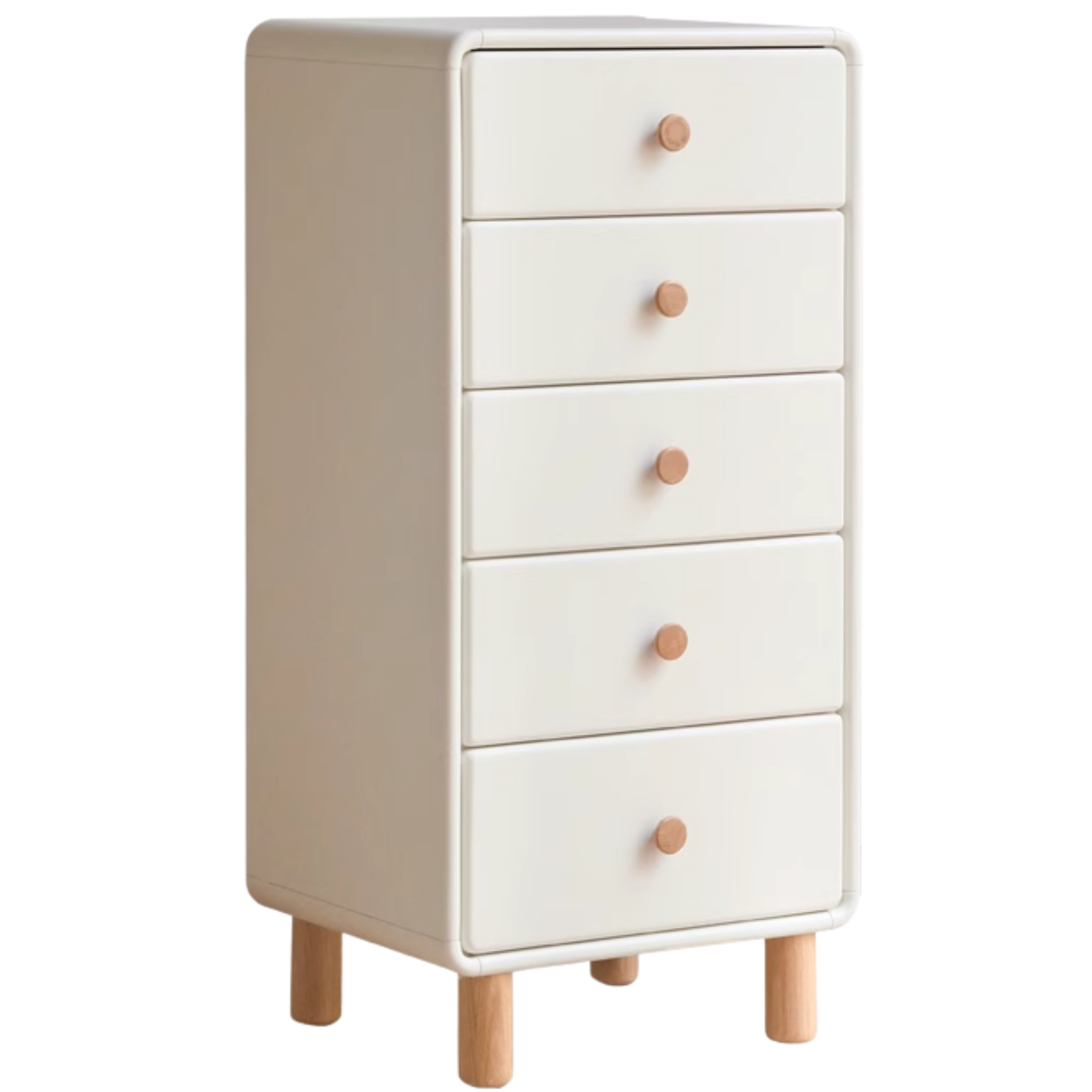 Tulip, Rubber Solid Wood Cream Style Chest of Drawers