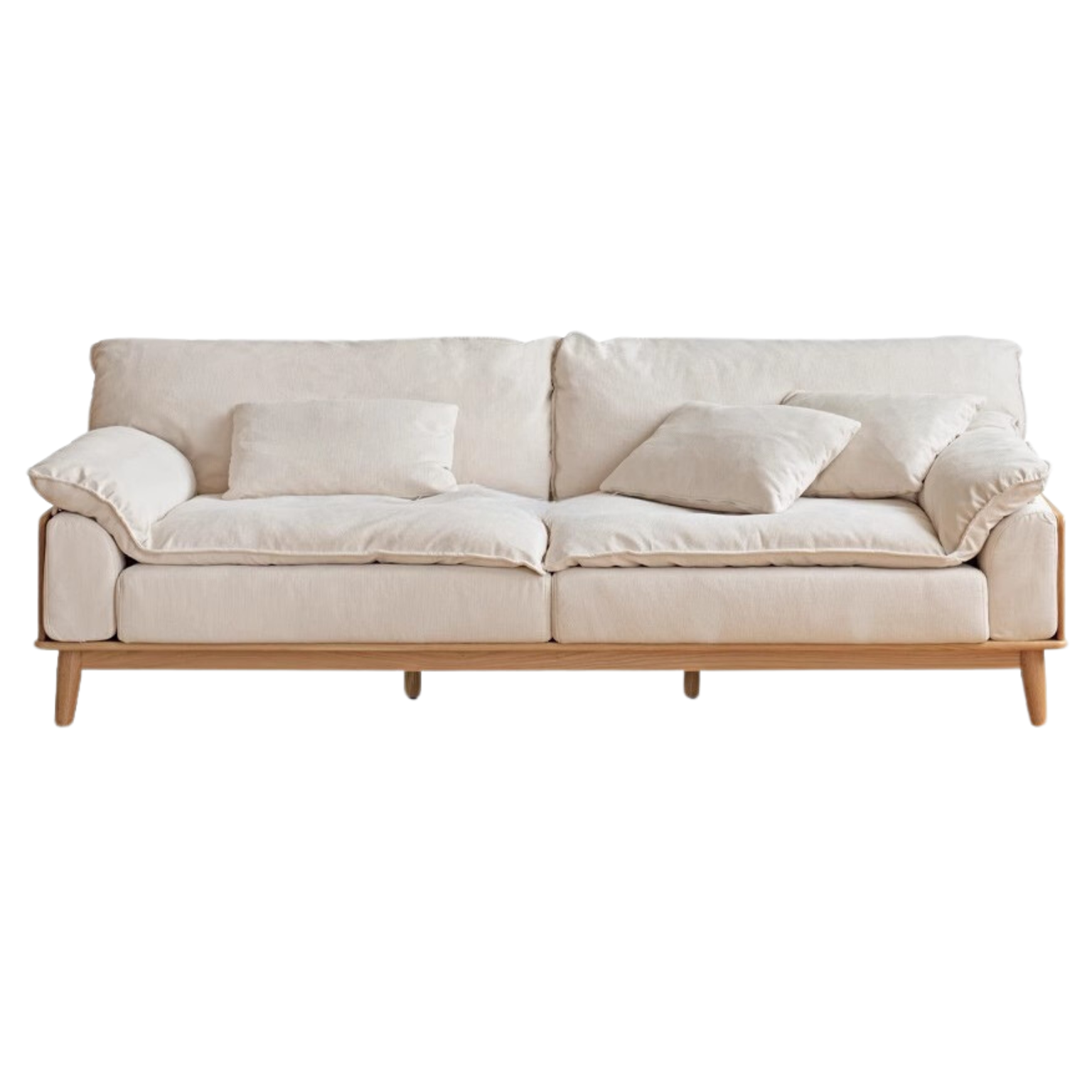 Oak Solid Wood Sofa,Technology Fabric, imitation cotton linen)