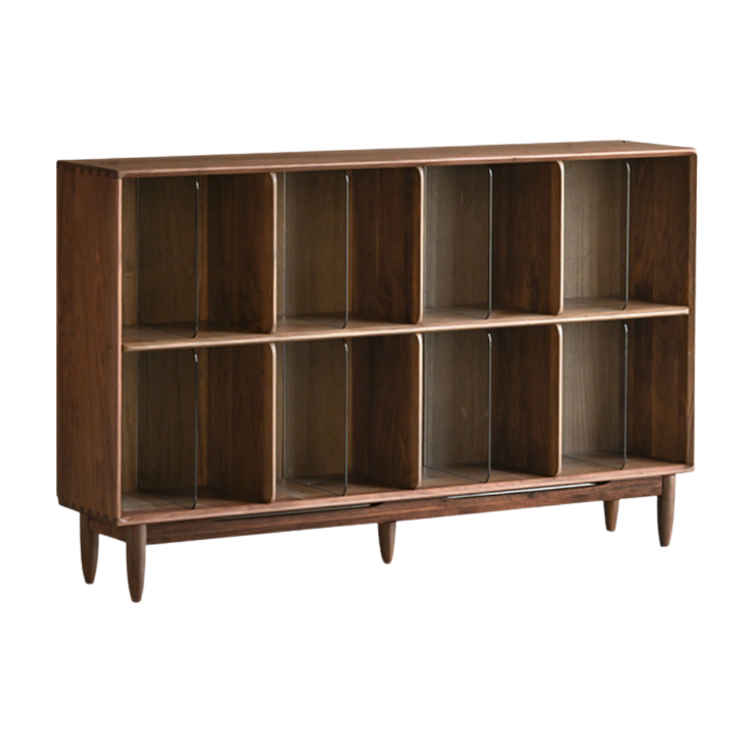 Black Walnut, Oak Solid Wood Bookcase Modern Storage Cabinet