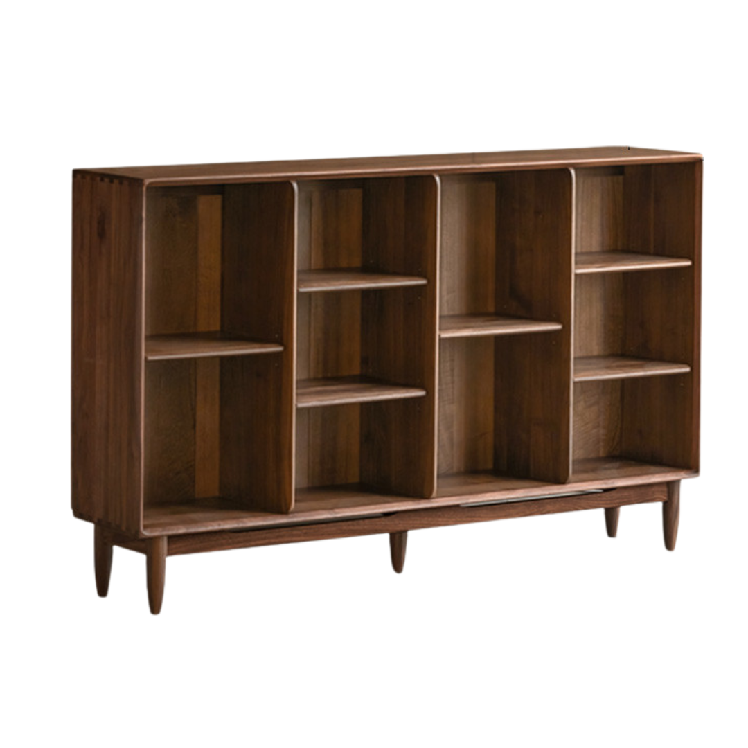 Black Walnut, Oak Solid Wood Bookcase Modern Storage Cabinet