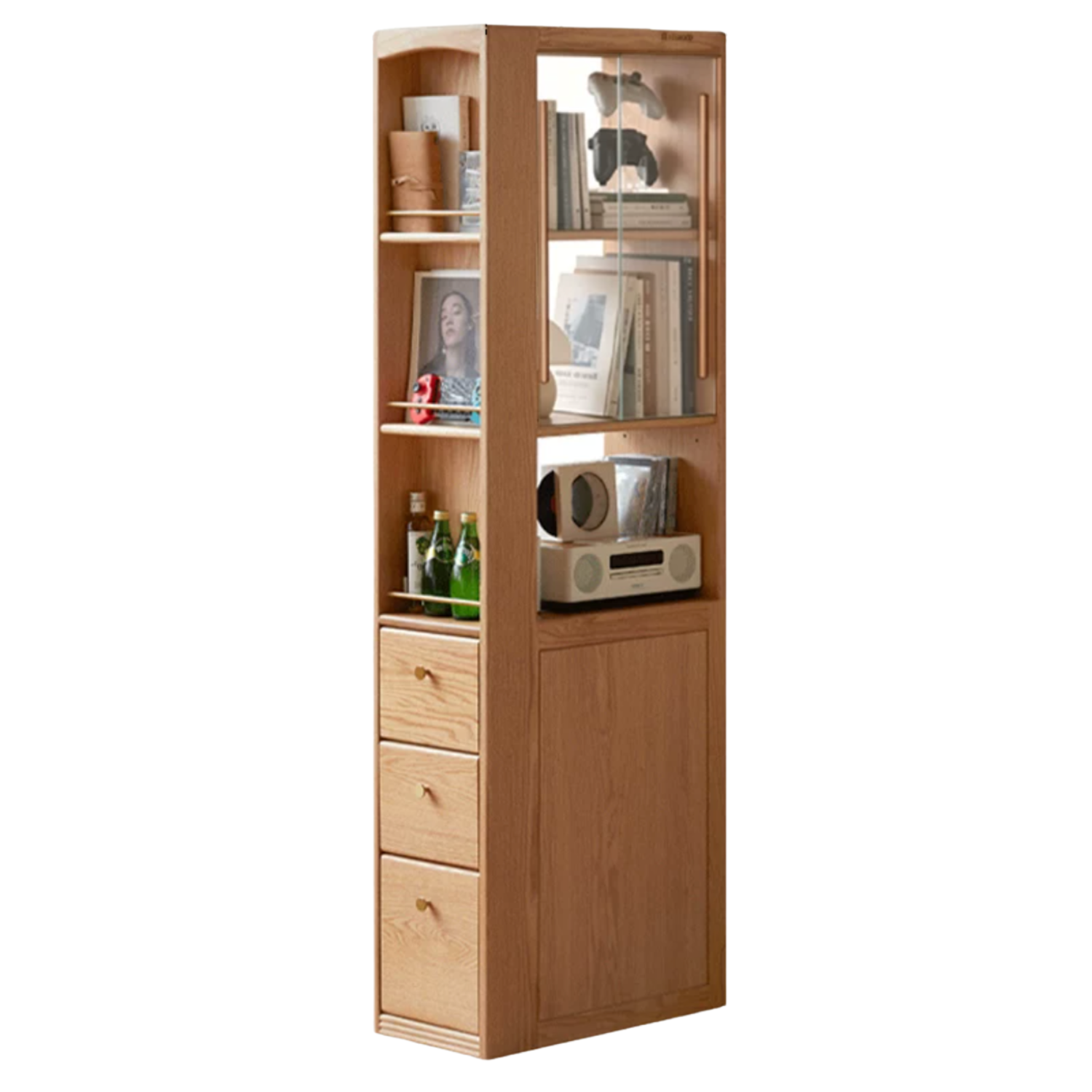 Oak, White Ash Solid Wood Study Modern Bookcase