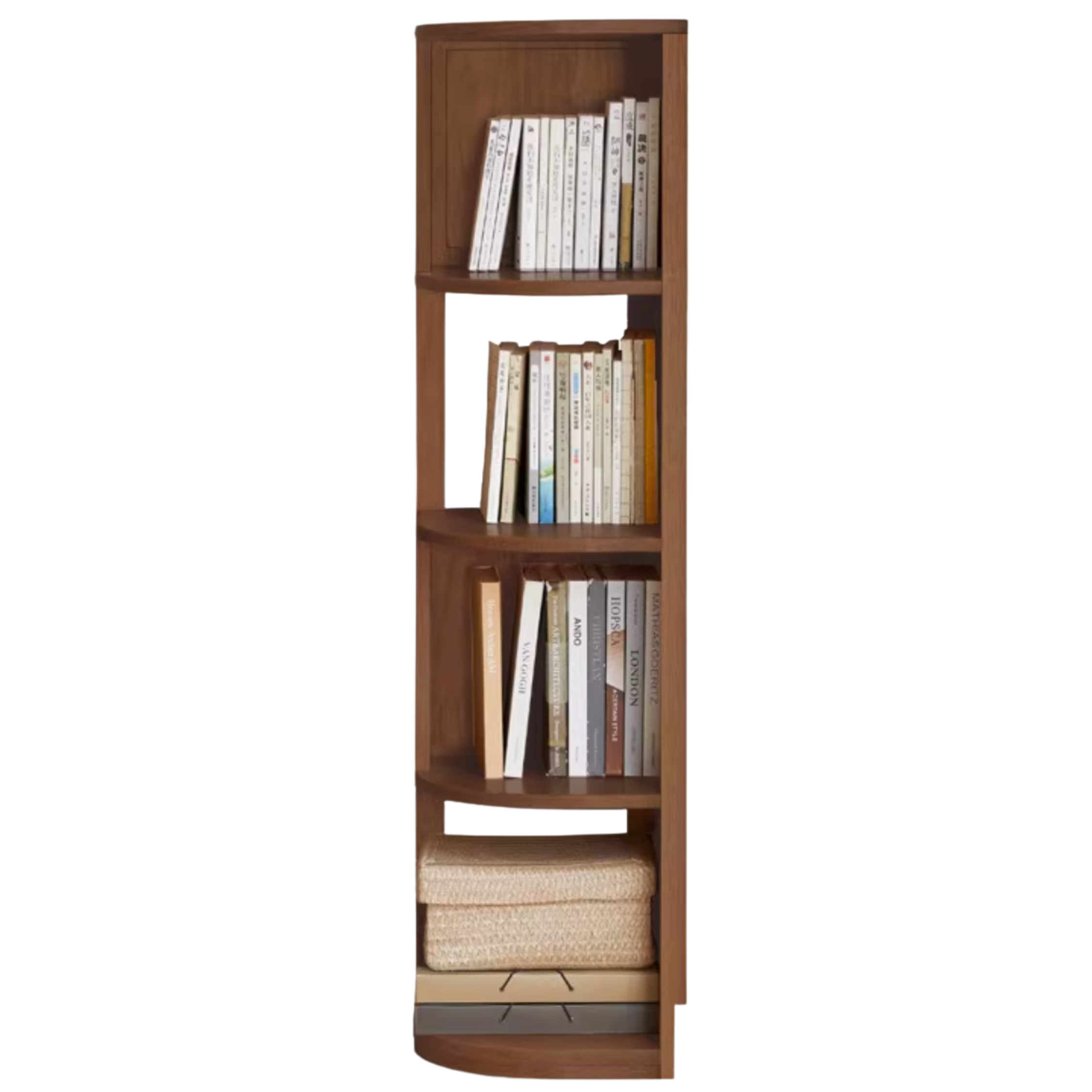 Oak, Rubbber Solid Wood Corner Bookshelf