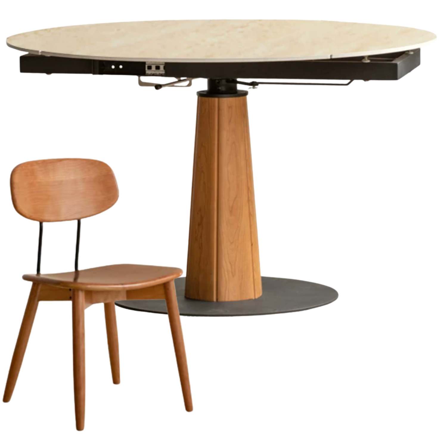 Cherry, Black Walnut, Ash Solid Wood Folding Retro Rock Plate Dining Table