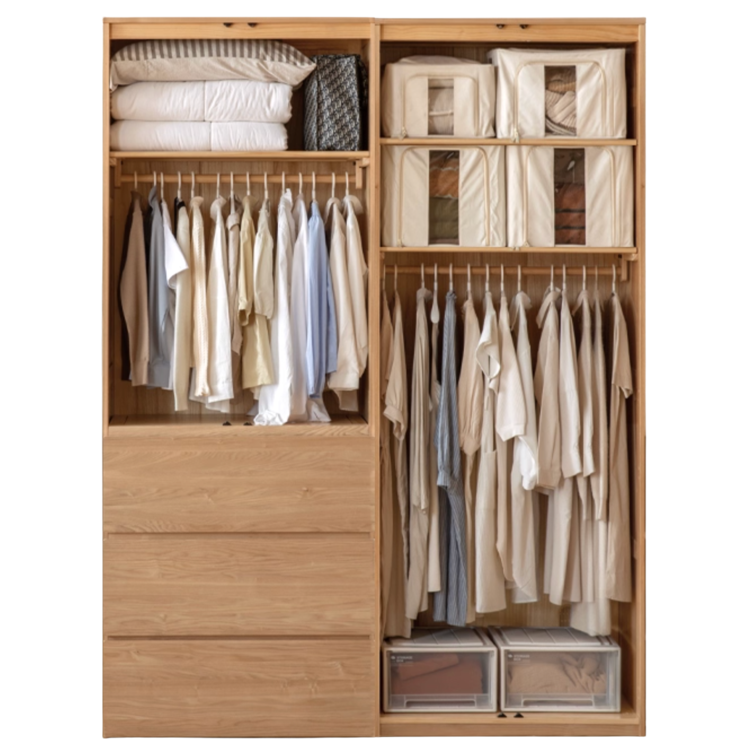 Oak, Ash Solid Wood Sectional Wardrobe.