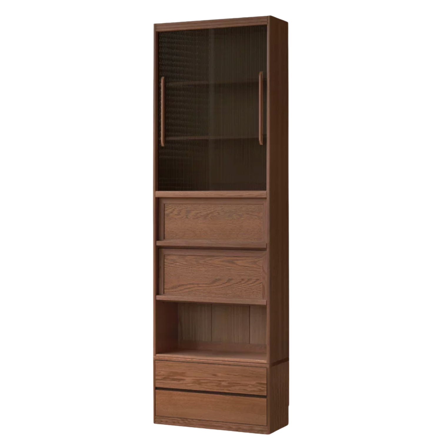 Black Walnut, Oak, Ash Solid Wood Floor-Standing Bookcase with Luxury Storage Cabinet