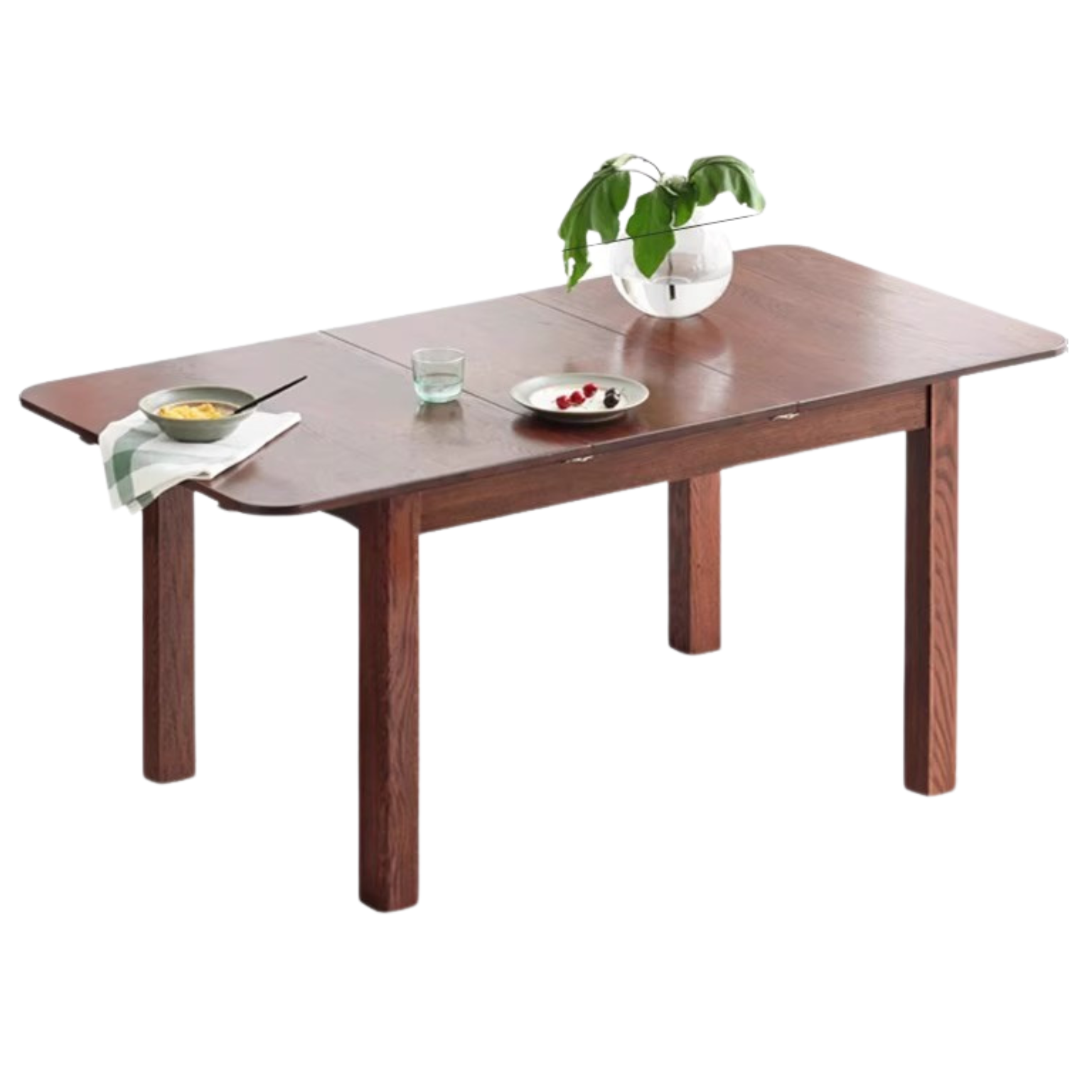 Oak Solid Wood Telescopic Folding Dining Table