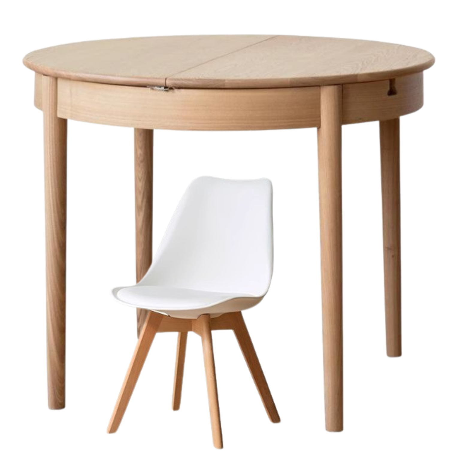 Oak, ash Solid Wood Retractable Round Dining Table