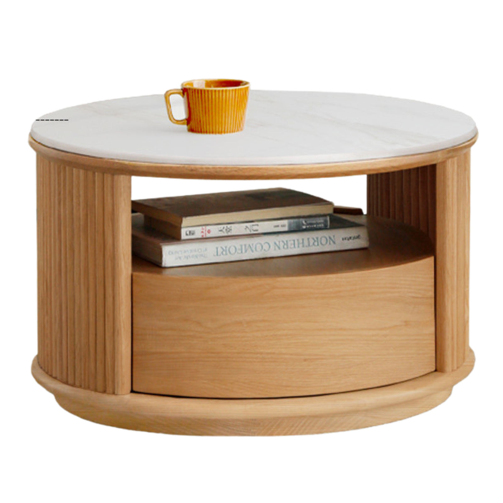 Ash solid wood modern rock plate round table coffee