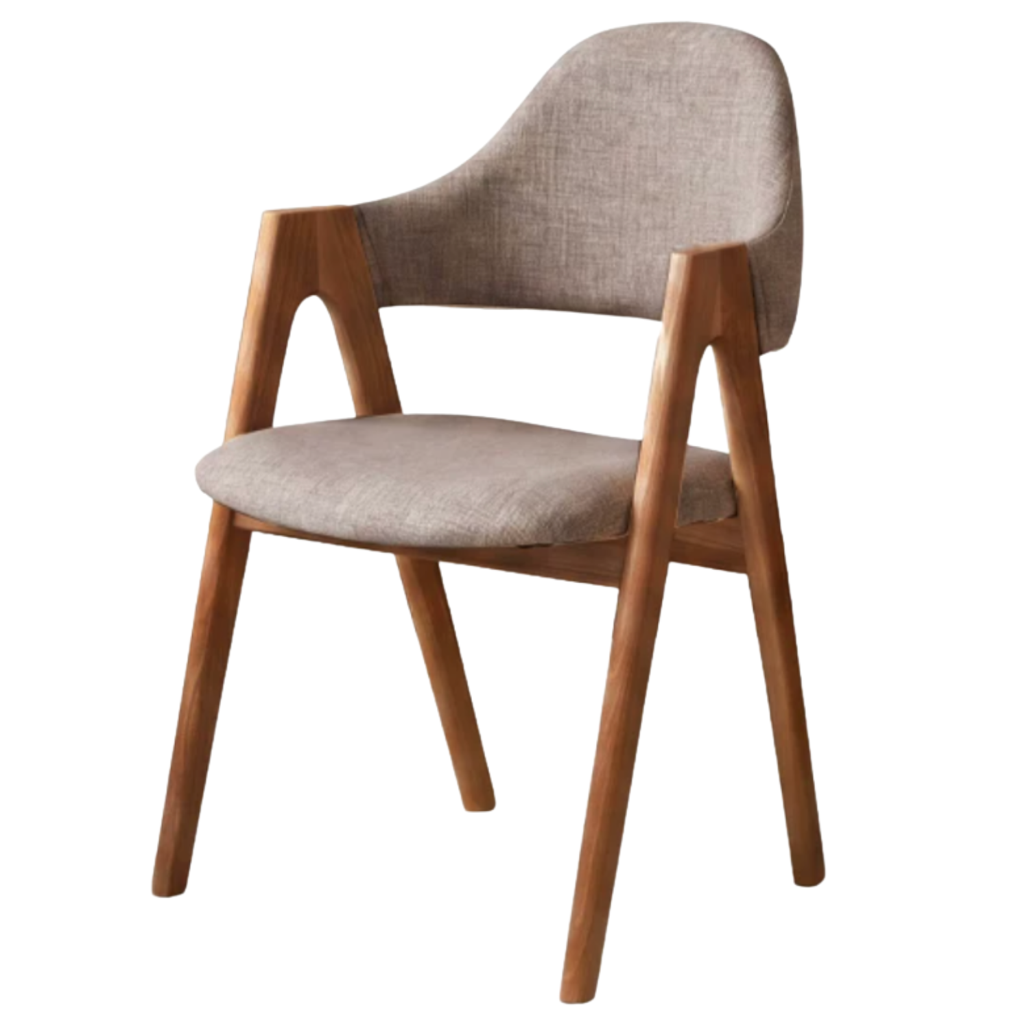 4 pcs Black Walnut, Oak, Solid Rubberwood Upholstered Barrel Dining Chair