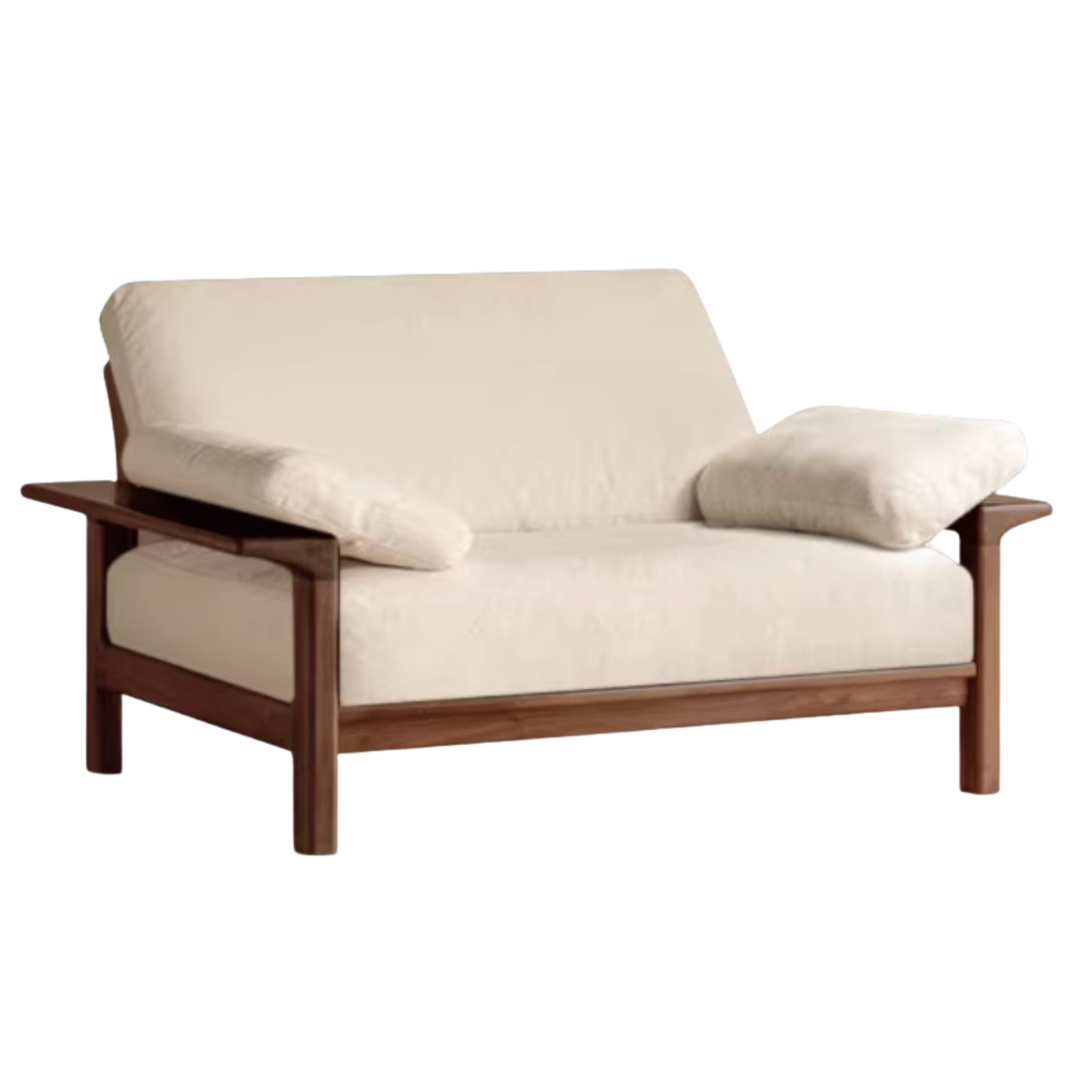 Black Walnut, Ash Solid Wood Wabi Sabi Style Genuine Leather Sofa, fabric sofa