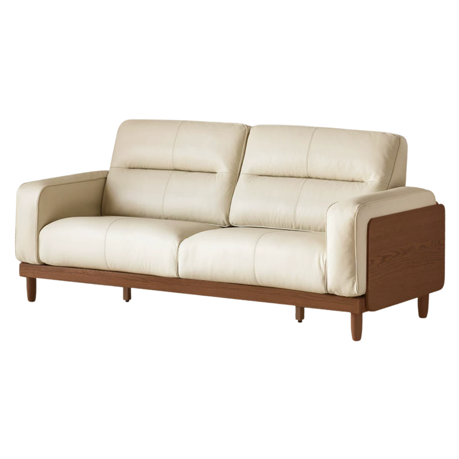 Sandalwood, Golden Pearwood, Ash Solid Wood Genuine Leather, fabric High-Back Sofa