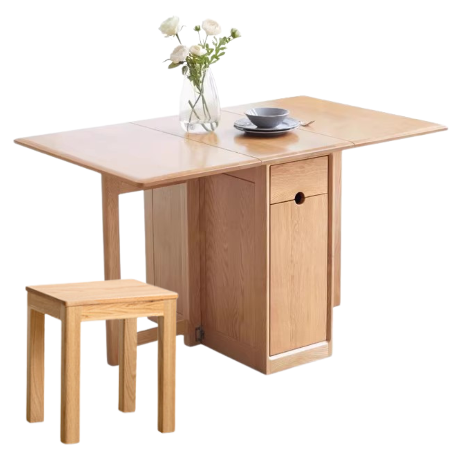 Oak Solid Wood Folding Dining Table