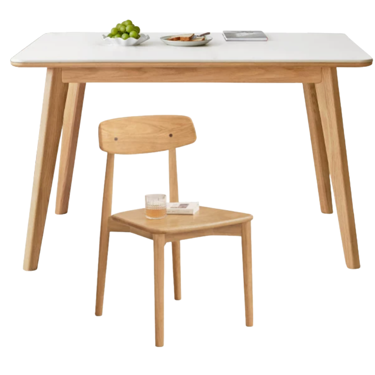 Ash, Oak Solid Wood Modern Rock Plate Dining Table