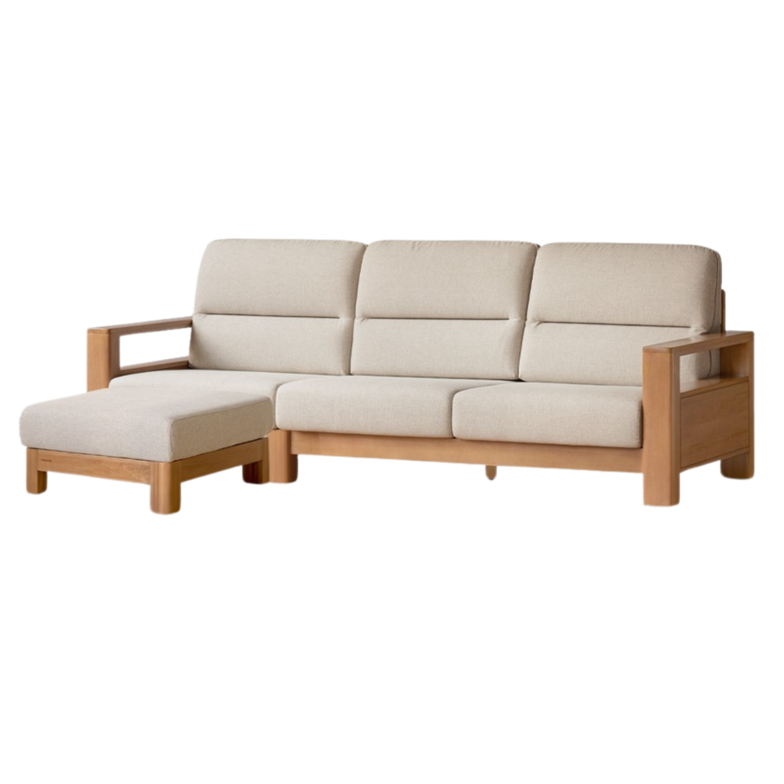 Poplar solid wood sofa modern simple high back fabric sofa