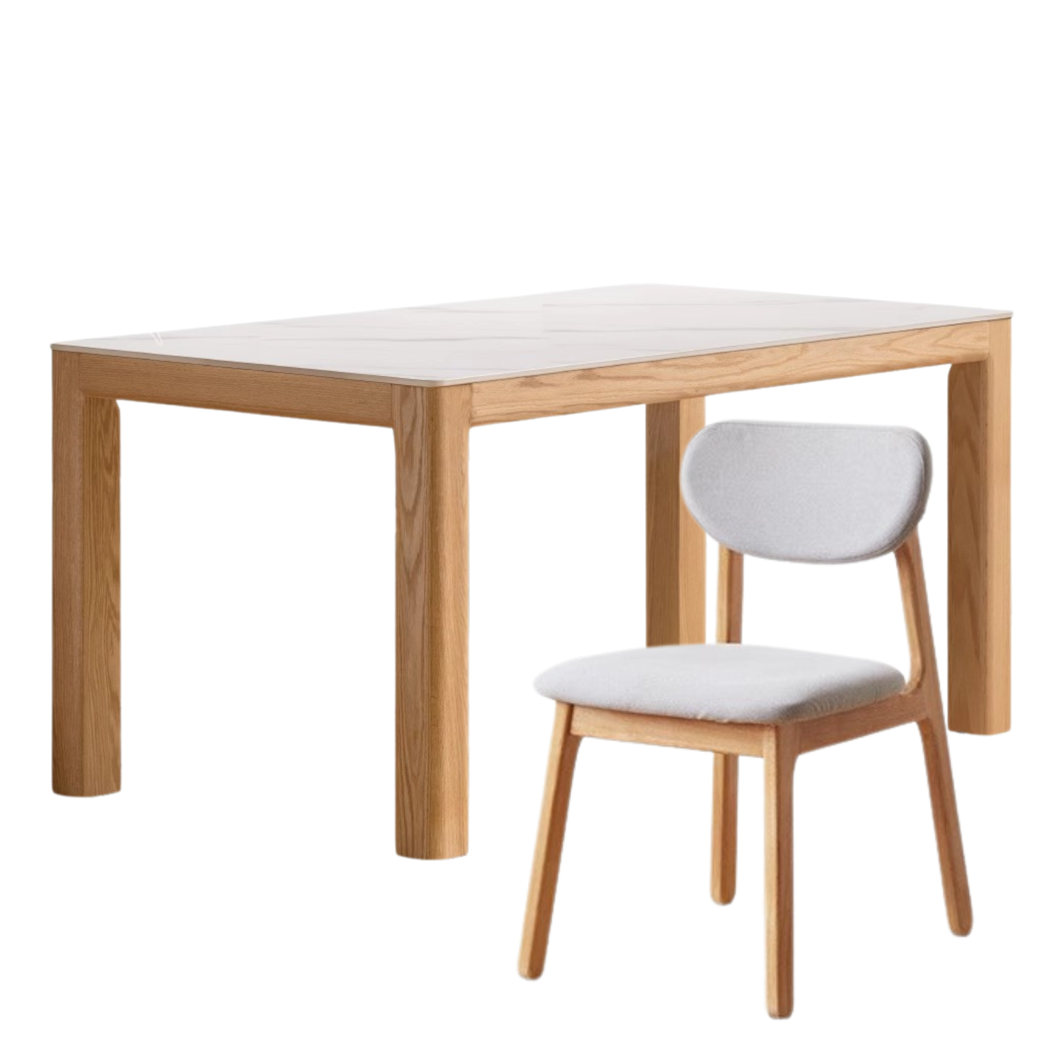 Oak Solid wood simple shape rock plate dining table,