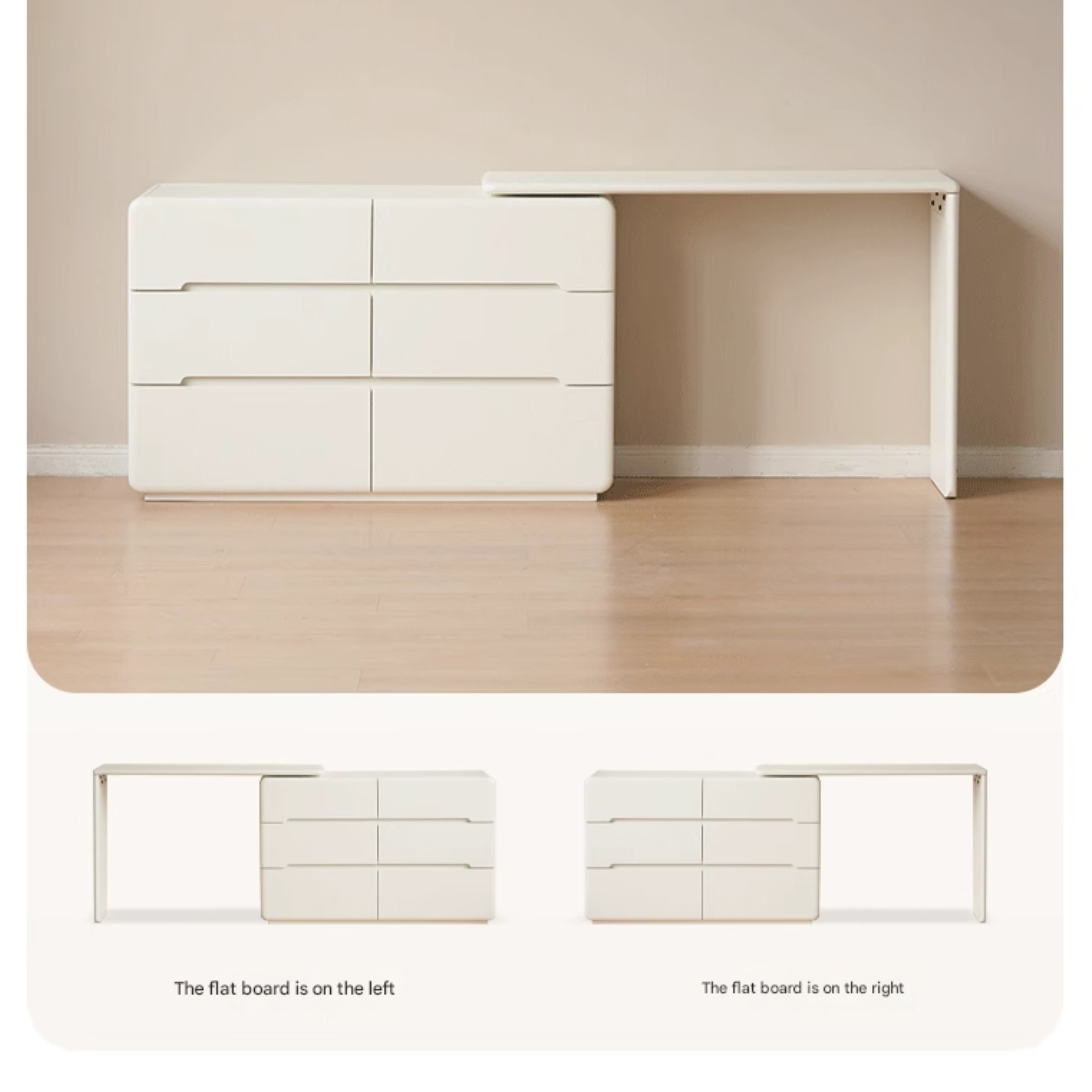 Tulip Tree, Solid Rubberwood Cream Air Makeup Table