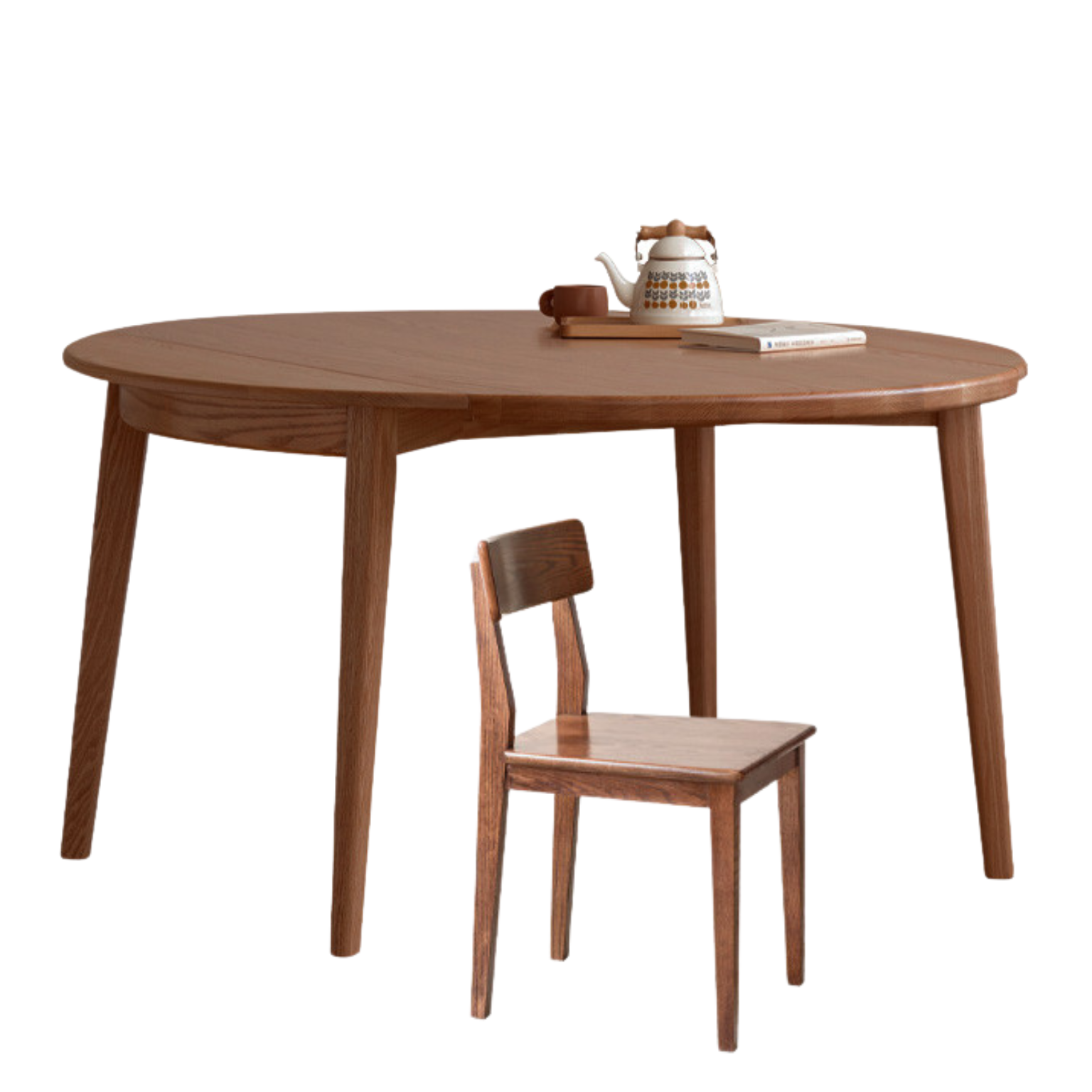 Oak solid wood folding round dining table,