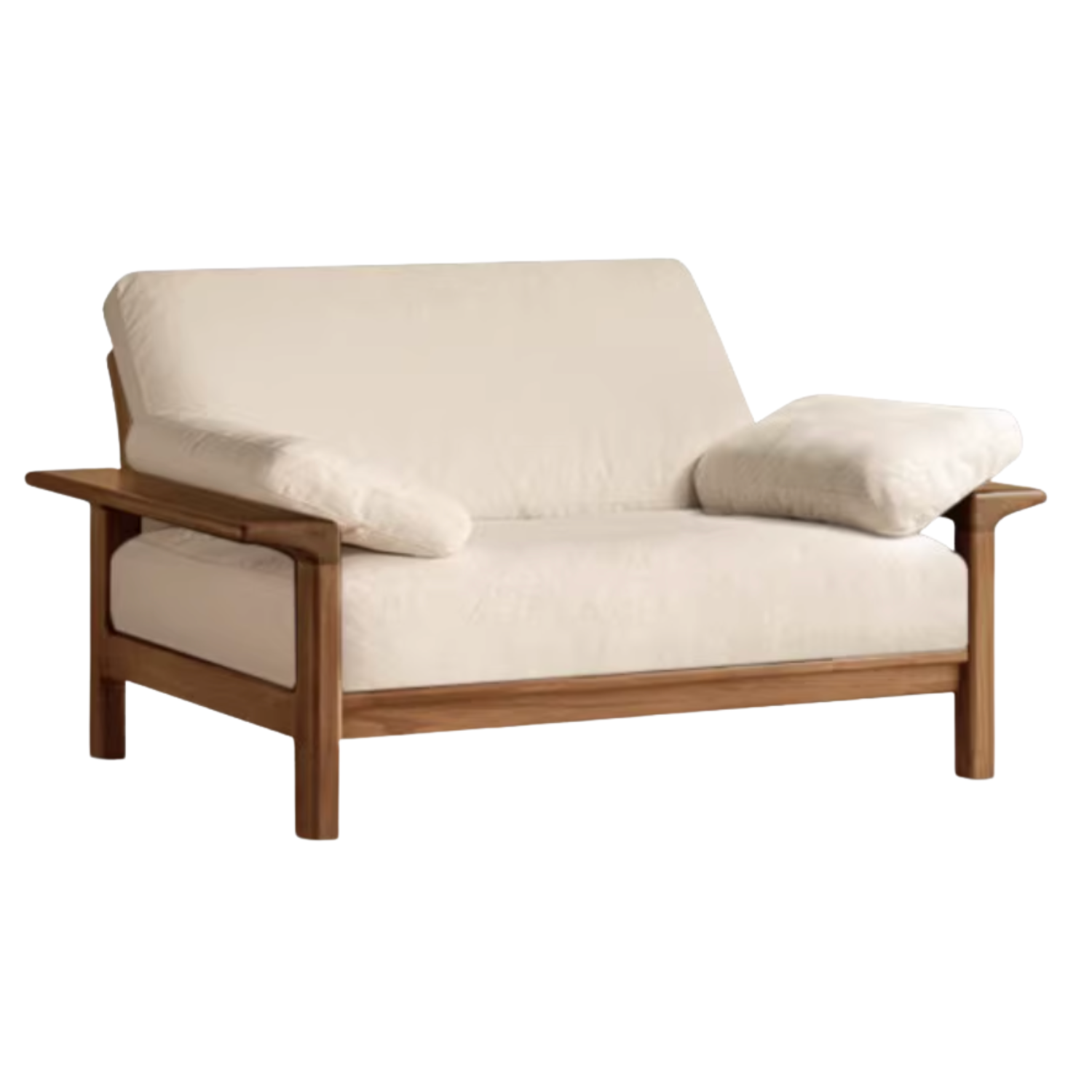 Black Walnut, Ash Solid Wood Wabi Sabi Style Genuine Leather Sofa, fabric sofa