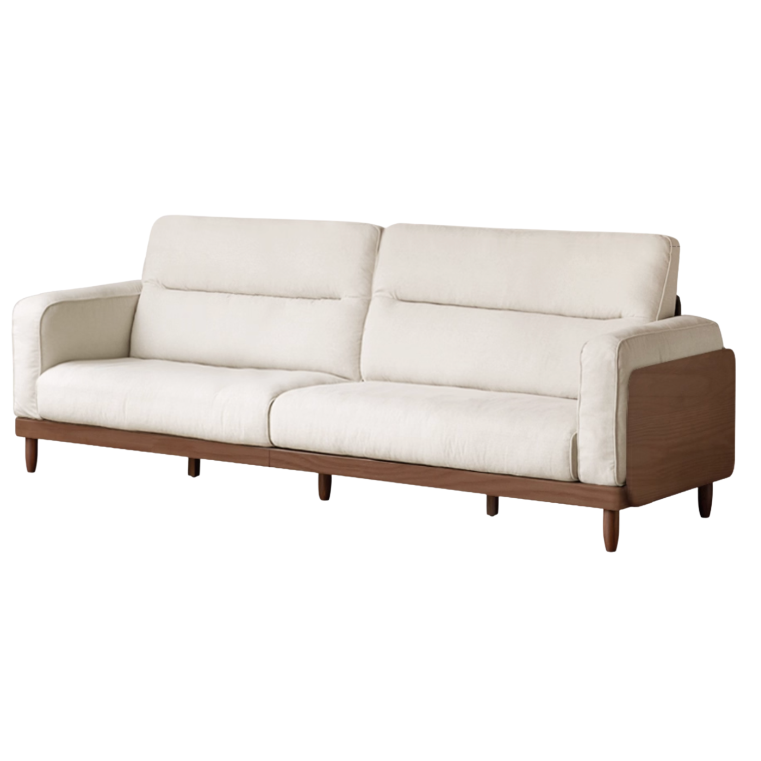 Sandalwood, Ash Solid Wood Genuine Leather, fabric High-Back Sofa