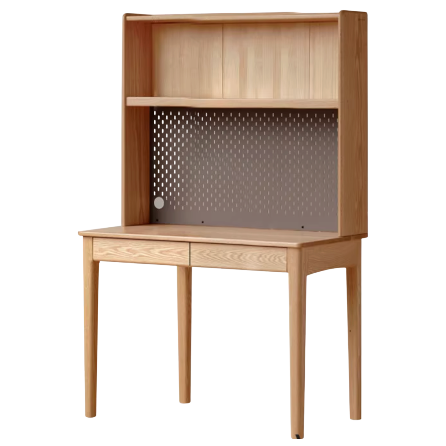 Oak, Ash Solid Wood Modern Desk Bookshelf Integrated