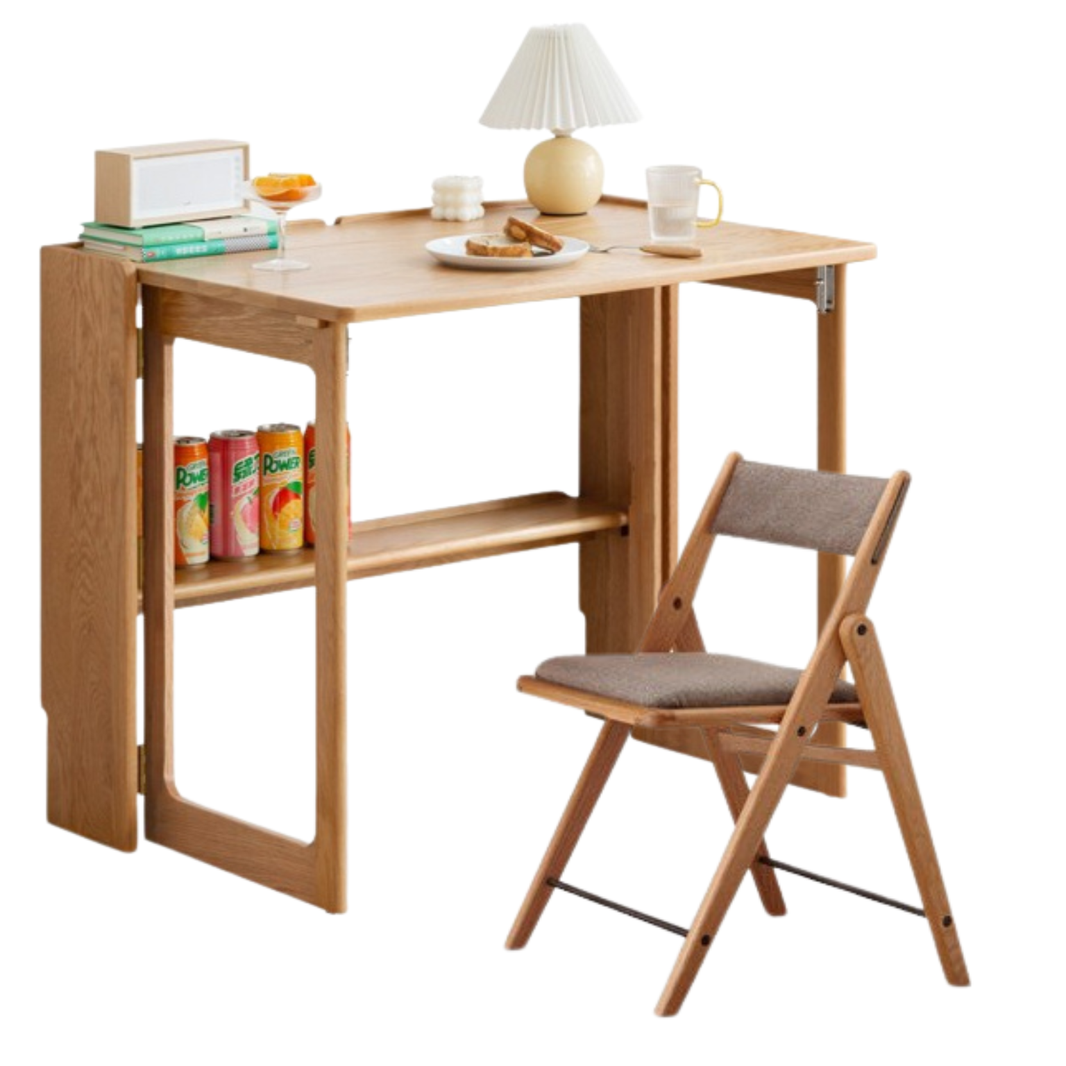 Oak solid wood Nordic modern dining folding table