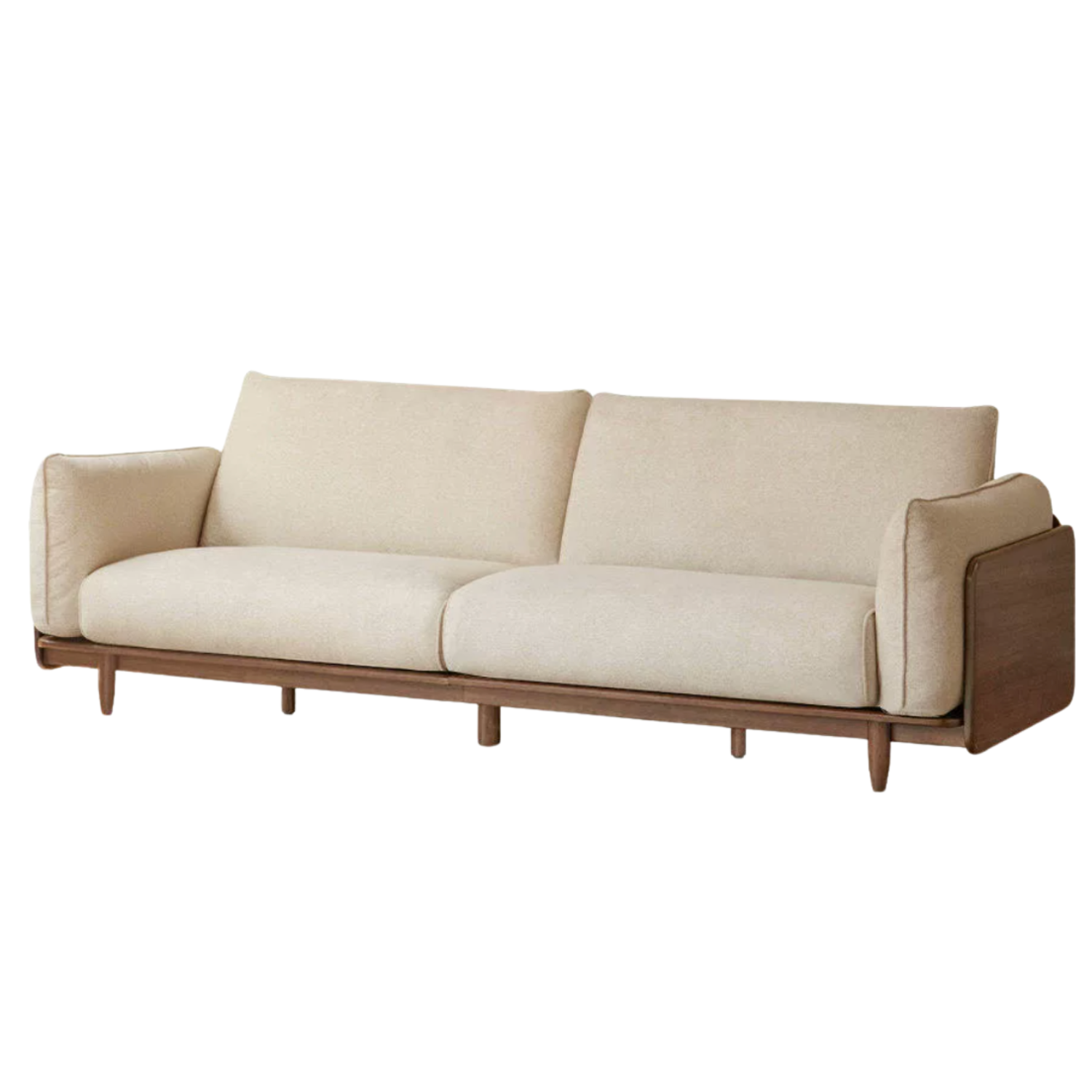 Black Walnut Solid Wood, Oak, Solid Sandalwood Genuine leather, fabric Sofa with Wood Base