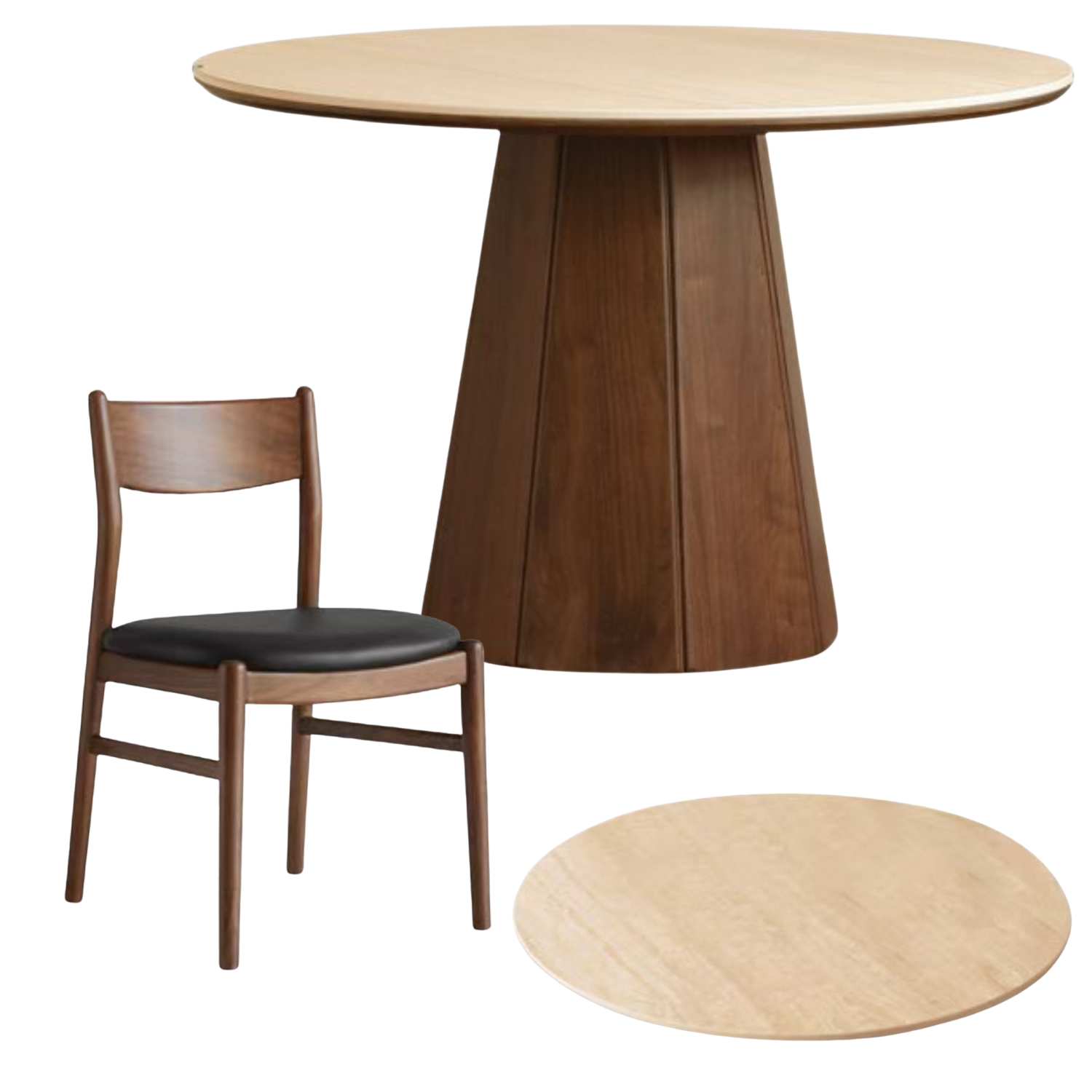 Black Walnut, Ash Solid Wood Round Slab Dining Table