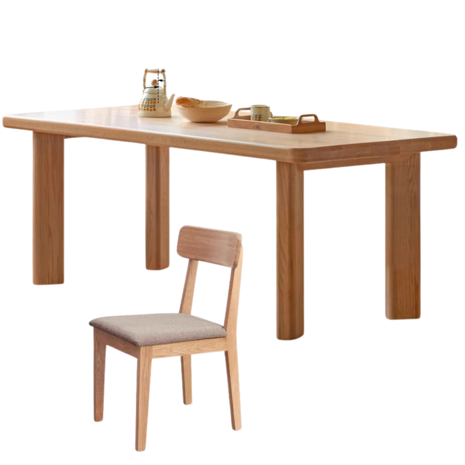 Oak solid wood large dining table table log style,