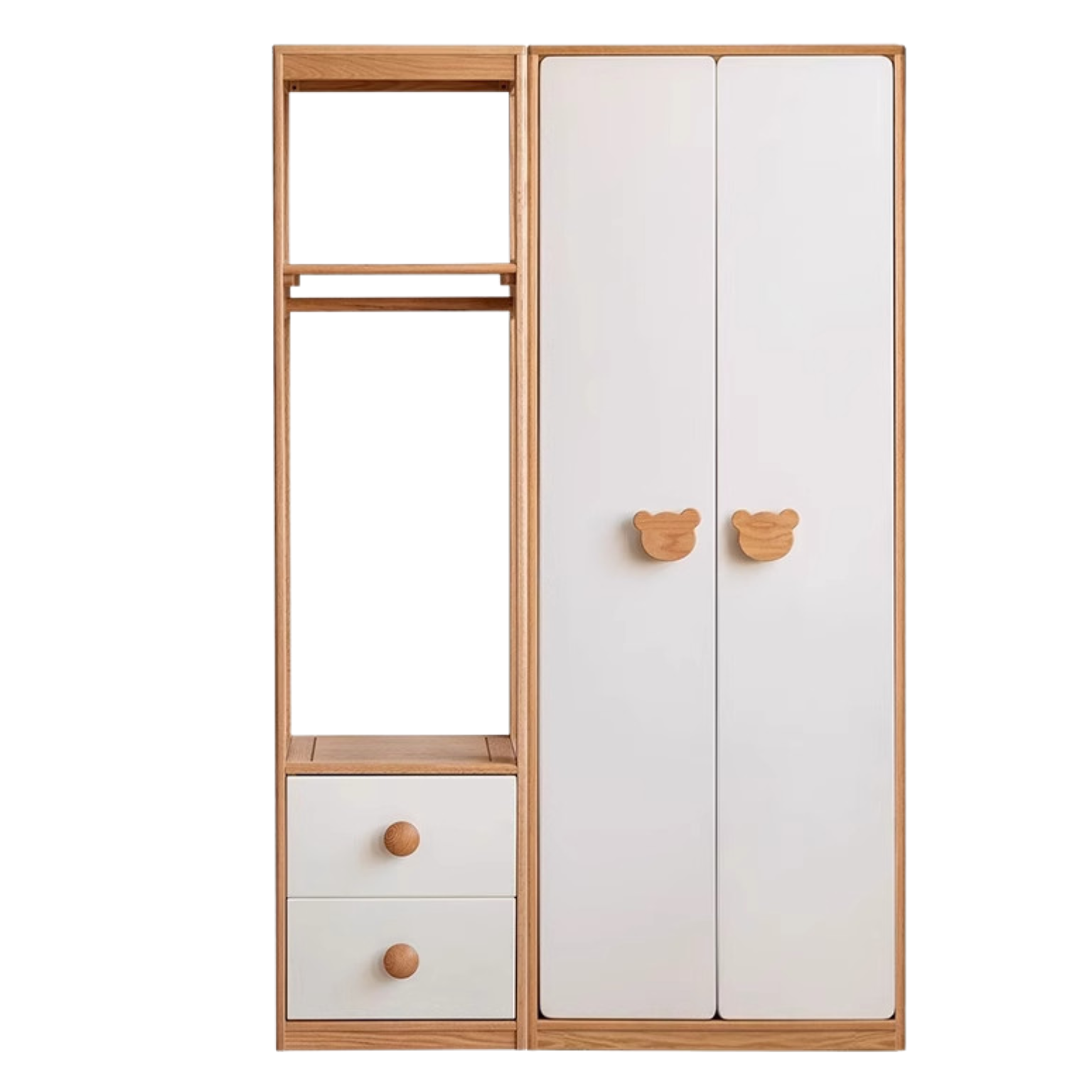 Oak Solid Wood Children's Wardrobe Combination: