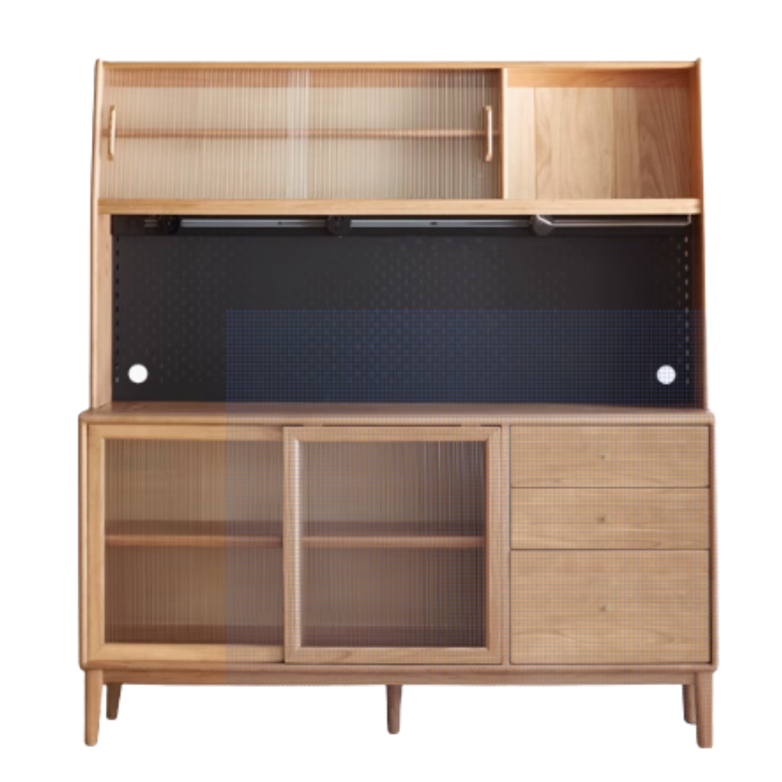 Rubber, Oak Solid Wood Buffet Cabinet, Sideboard