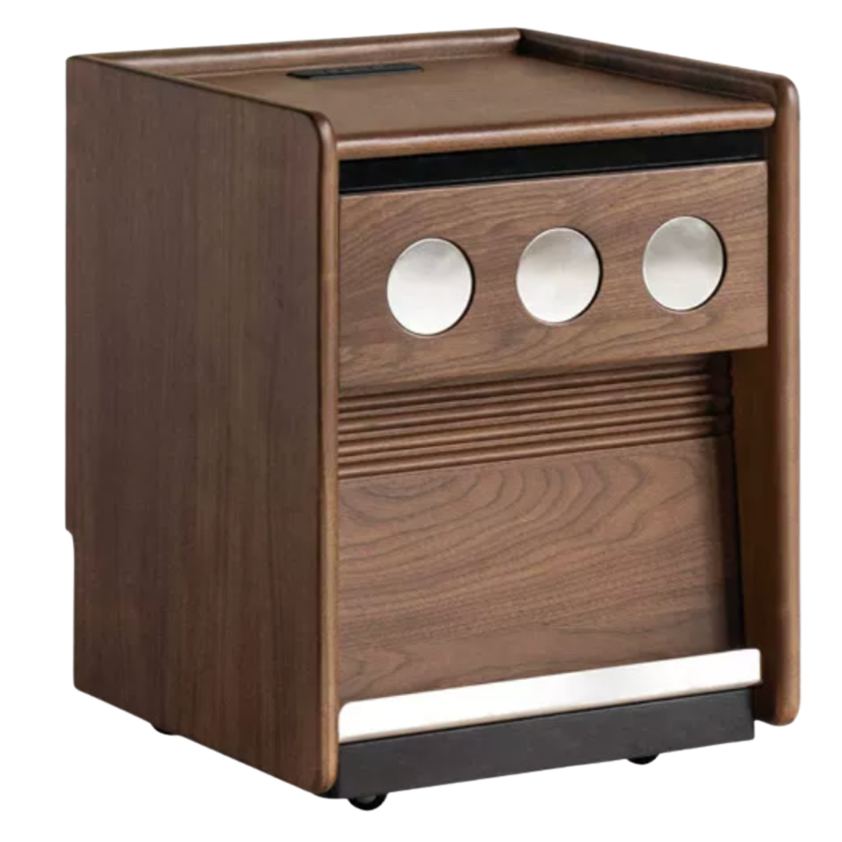 Black Walnut, Cherry, Ash, Sandalwood,Tulipwood Nightstand with Circle-Cutout Drawer Front and LED Lighting