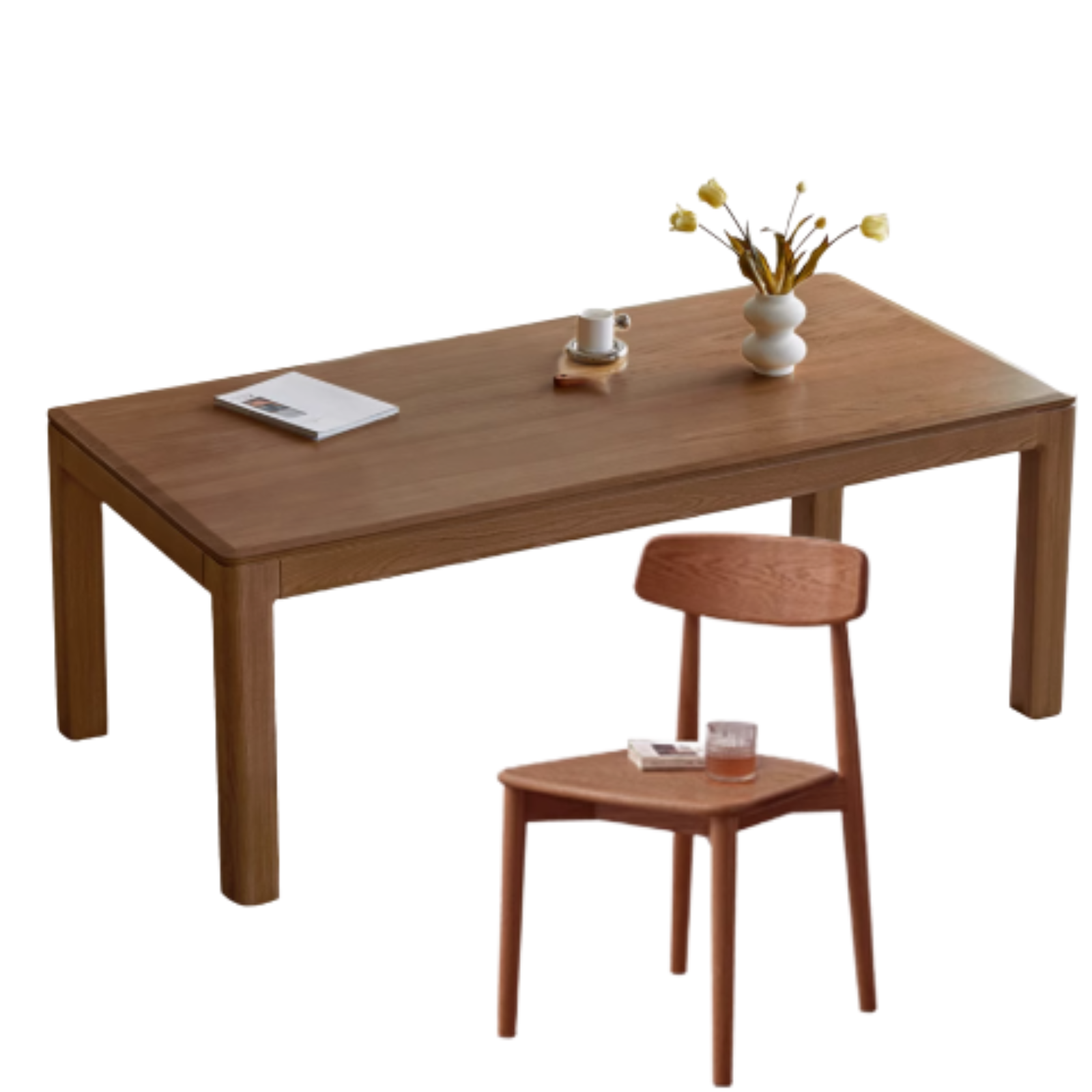 Black Walnut, Ash, Red Oak Solid Wood Large Dining Table