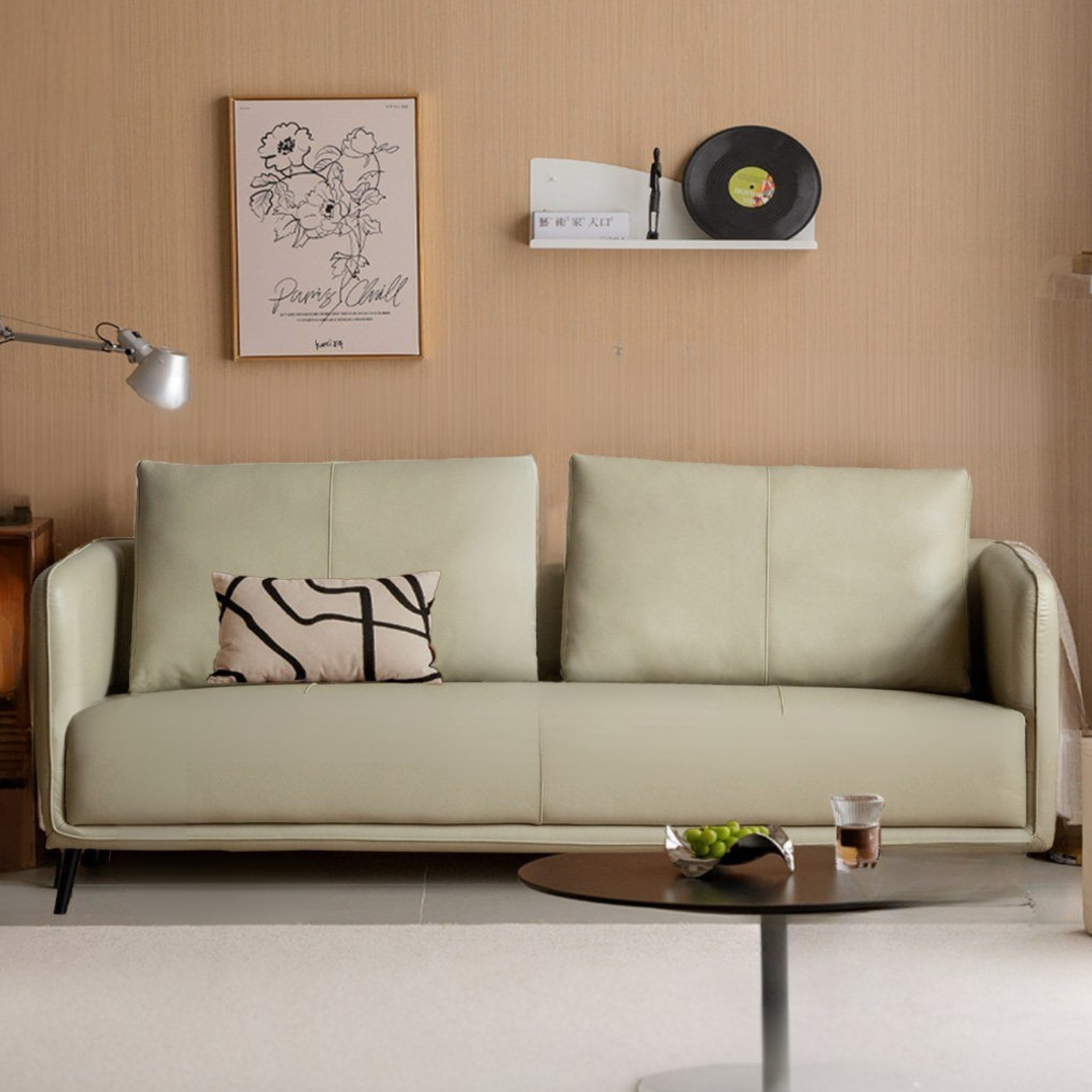 Genuine Leather Sofa, Italian Minimalist Design