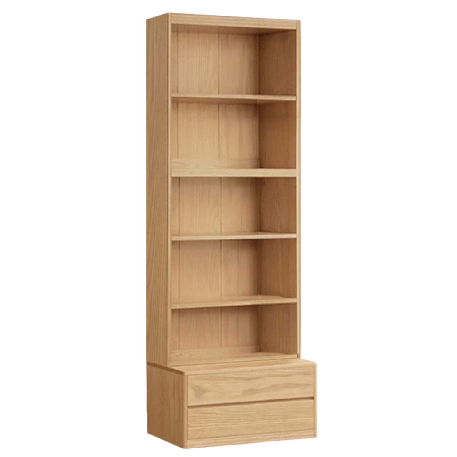Ash Solid Wood Wall-Mounted Bookcase with Integrated Study Shelf