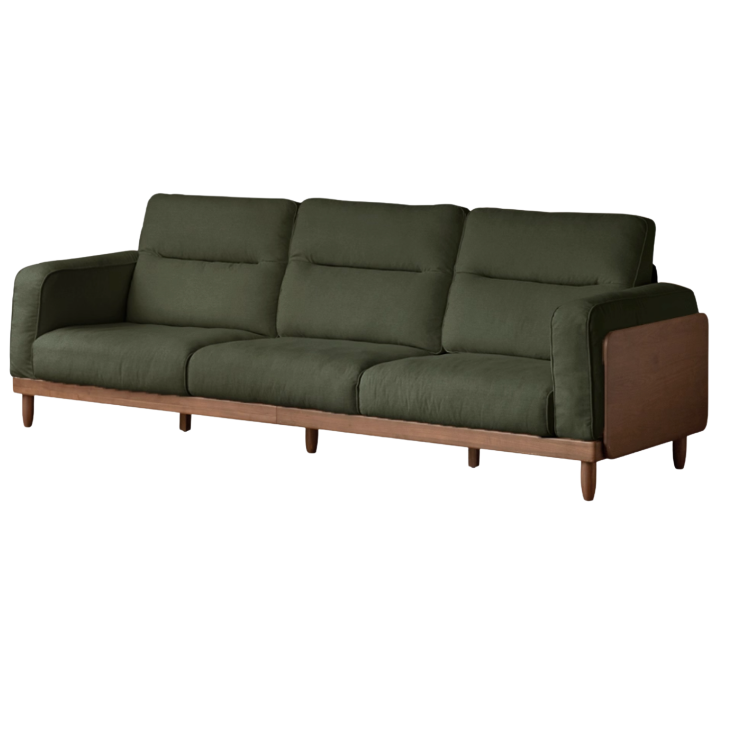 Sandalwood, Ash Solid Wood Genuine Leather, fabric High-Back Sofa