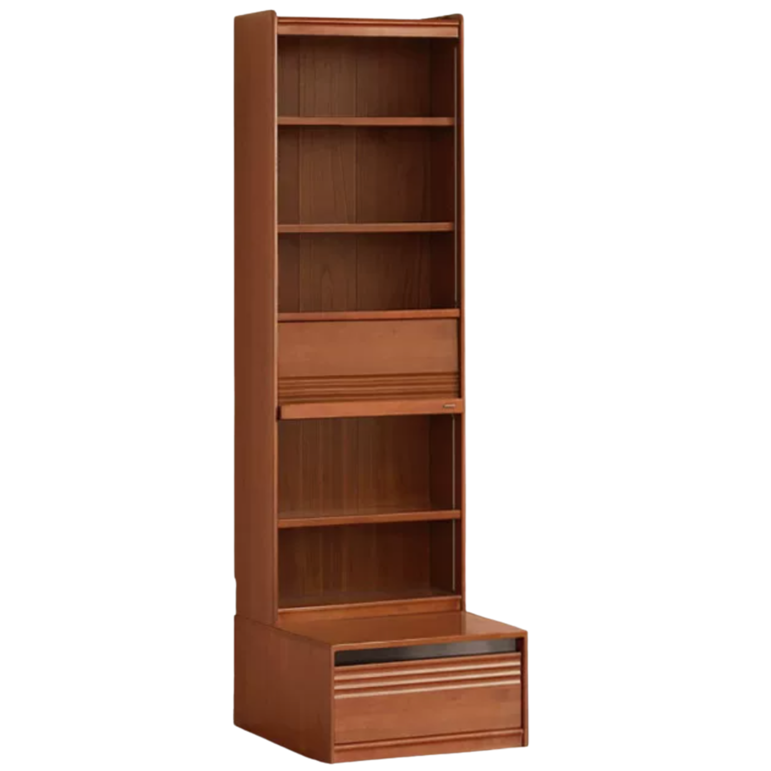 Tulipwood, Birch Solid Wood Floor-to-Ceiling Modular Bookcase with Sliding Glass Doors