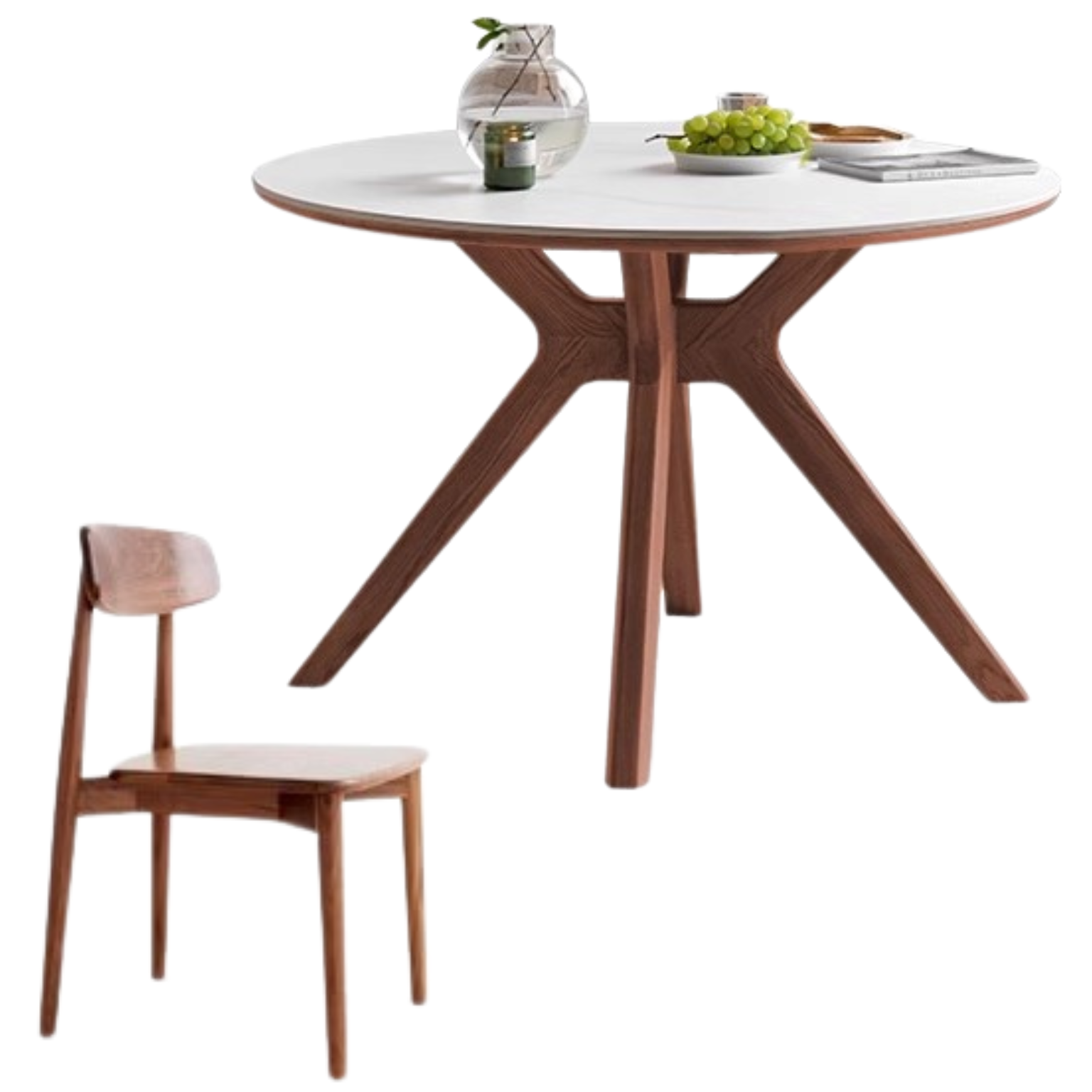 Black Walnut Solid Wood  round Dining Table