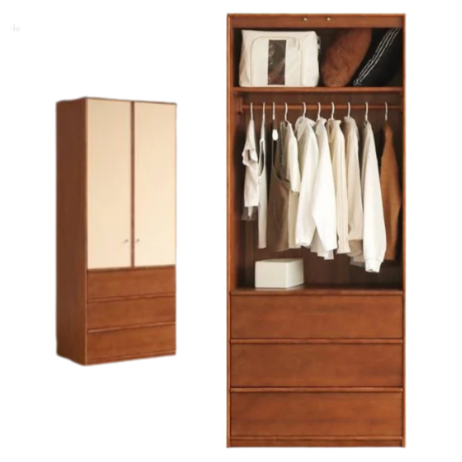Oak Solid Wood Antique Style Wardrobe
